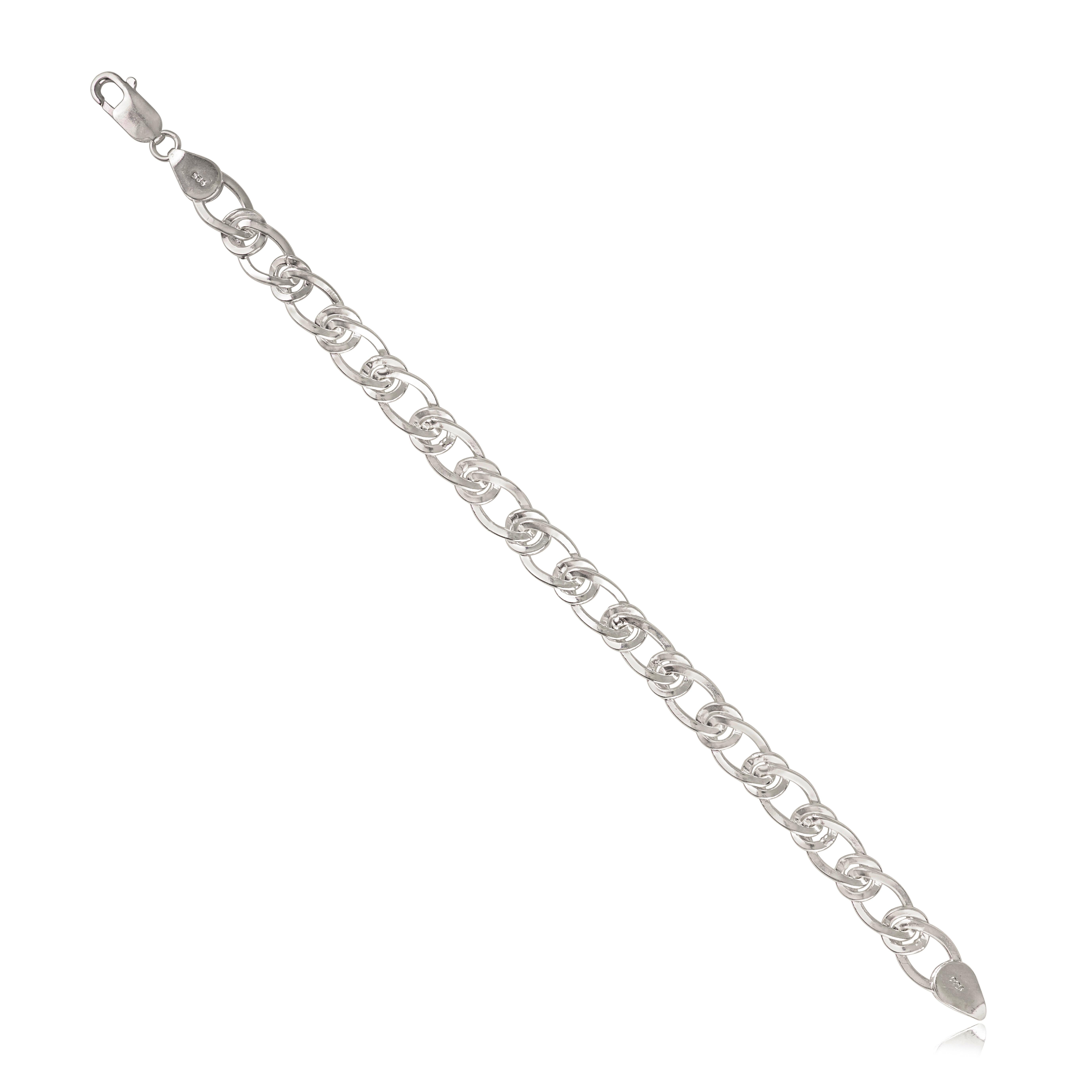 Moderno Silvorra Bracciale moderno a catena ritorta Figaro in argento 925 Unisex in vendita
