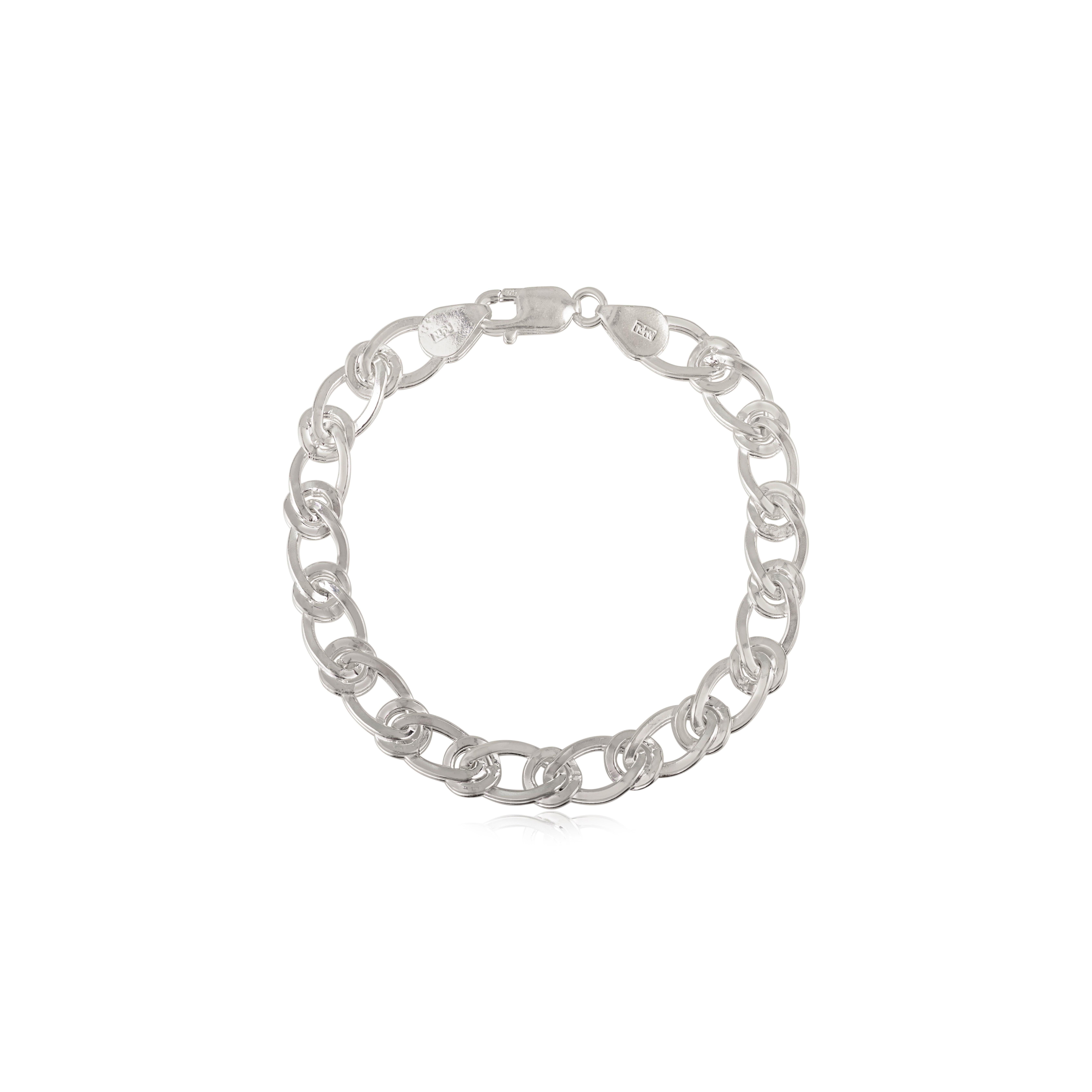 Silvorra Bracciale moderno a catena ritorta Figaro in argento 925 Unisex in vendita 5