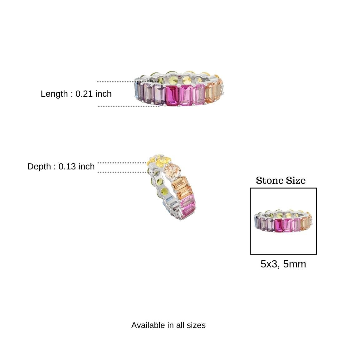 En venta: Silvorra Modernista Anillo Eterno de Plata 925 con Circonita Cúbica Multicolor  11