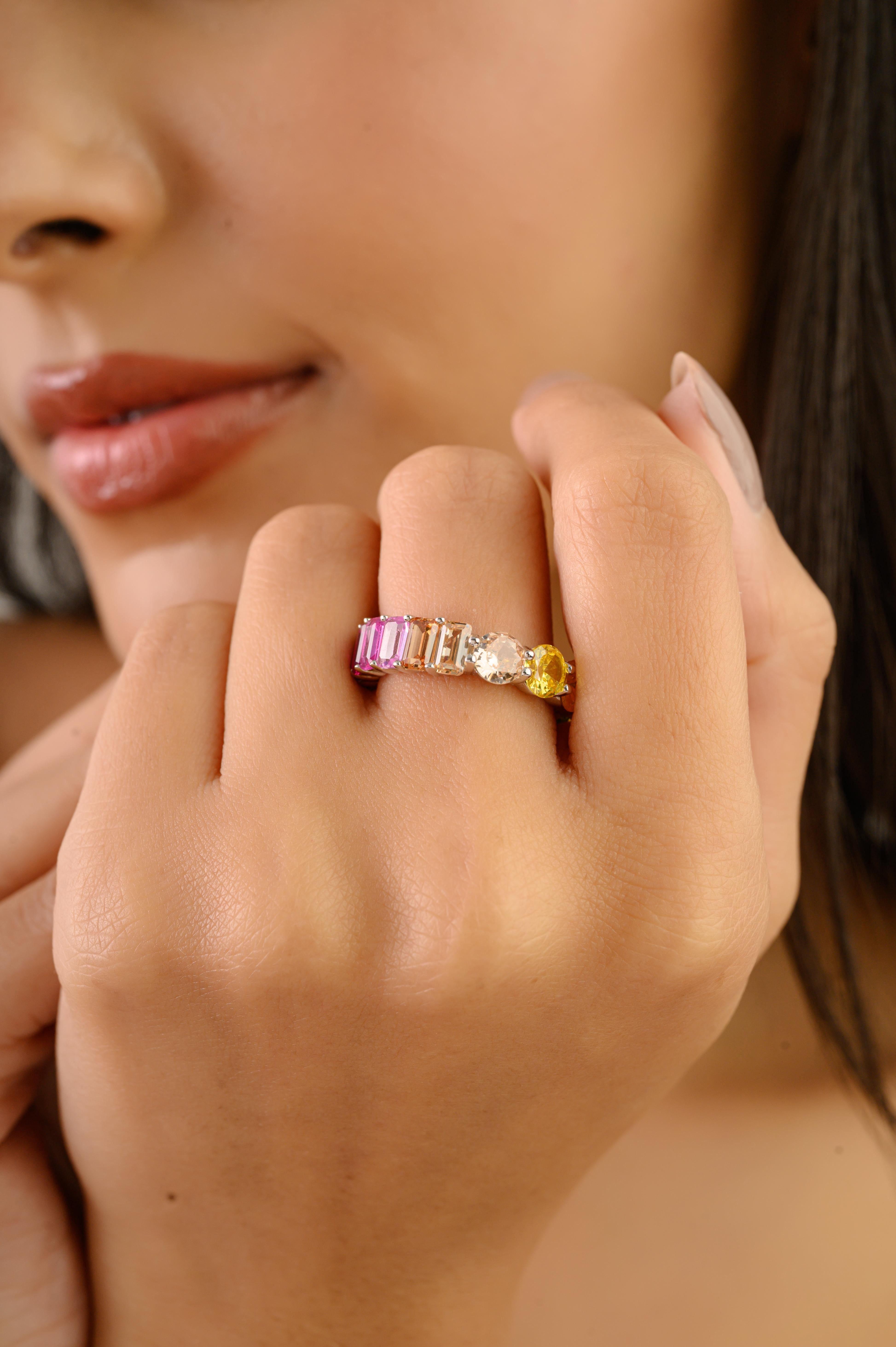 En venta: Silvorra Modernista Anillo Eterno de Plata 925 con Circonita Cúbica Multicolor  4