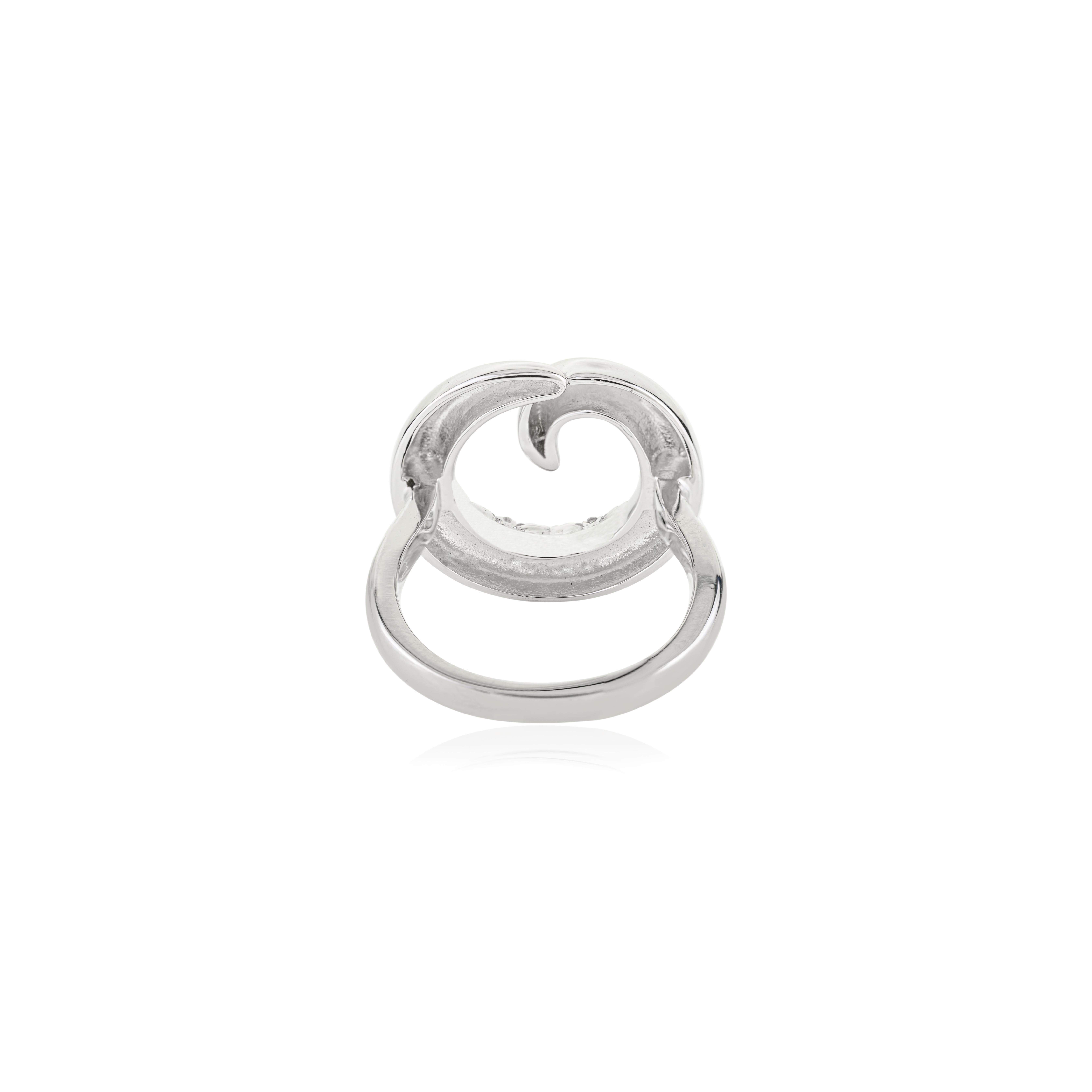 For Sale:  Silvorra Modernist 925 Silver Open Circle Ring with Round Cubic Zirconia Accents 6