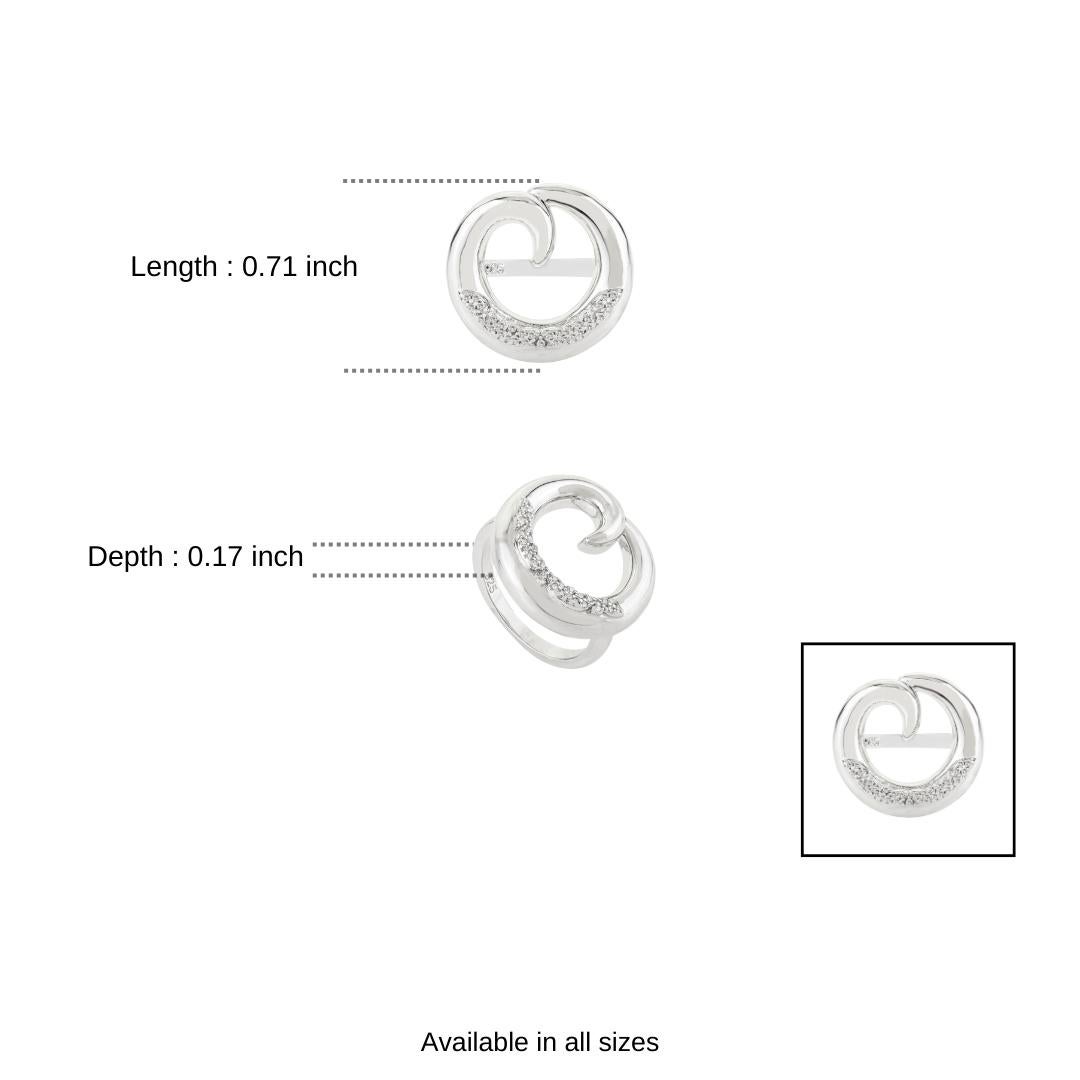 For Sale:  Silvorra Modernist 925 Silver Open Circle Ring with Round Cubic Zirconia Accents 9