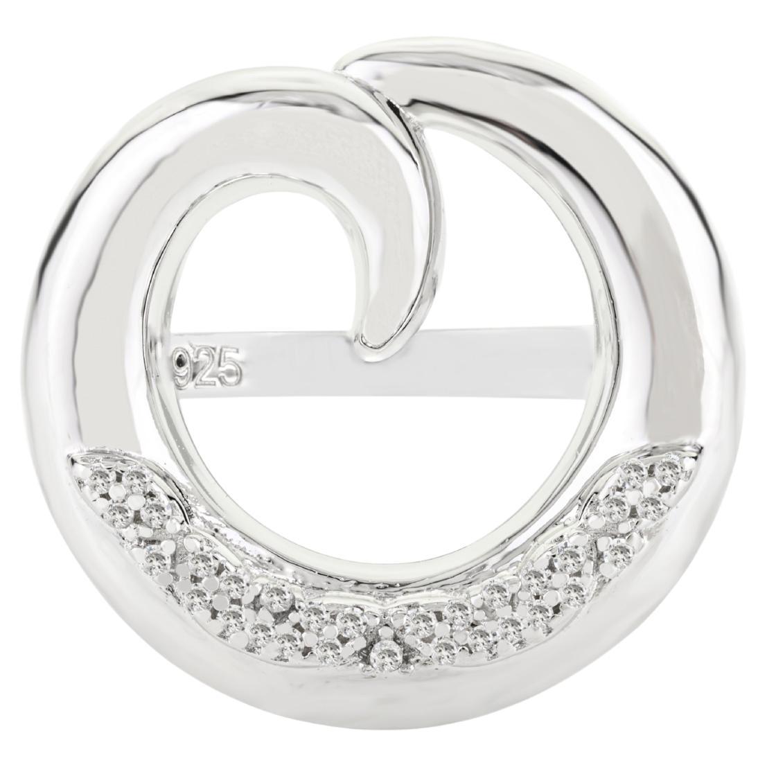 For Sale:  Silvorra Modernist 925 Silver Open Circle Ring with Round Cubic Zirconia Accents