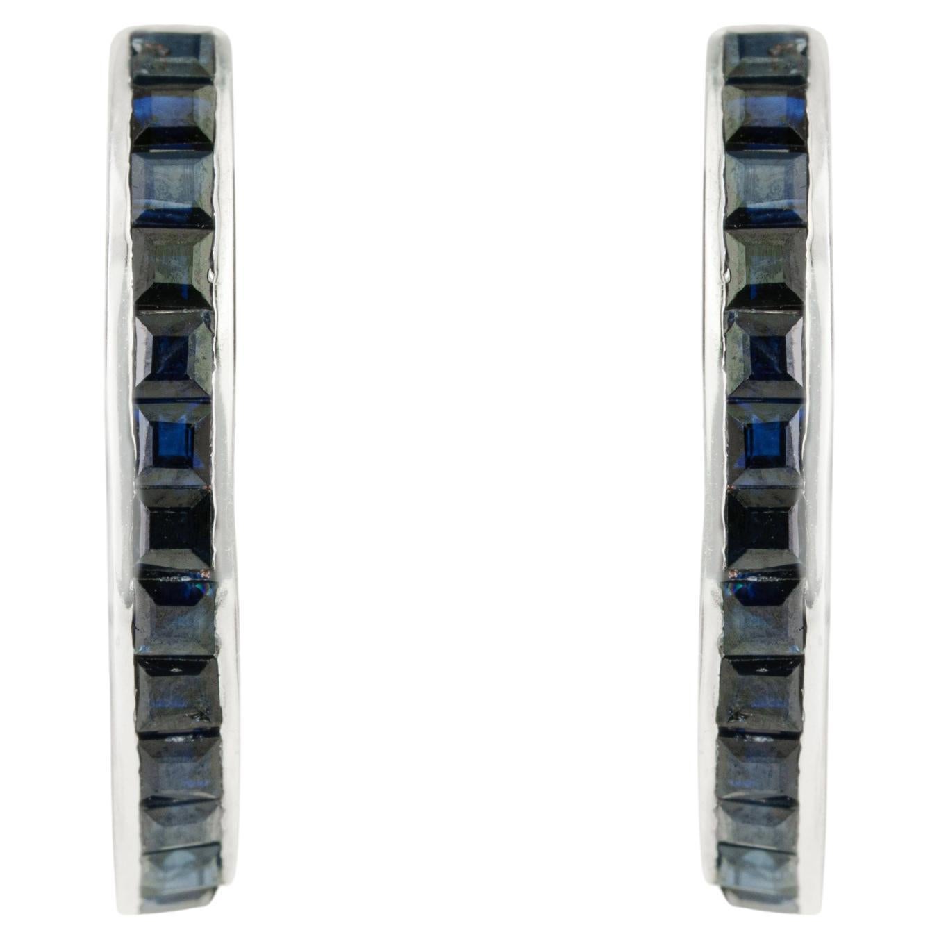 Silvorra Modernist Blue Sapphire Earrings in 925 Sterling Silver for Mom's Gift