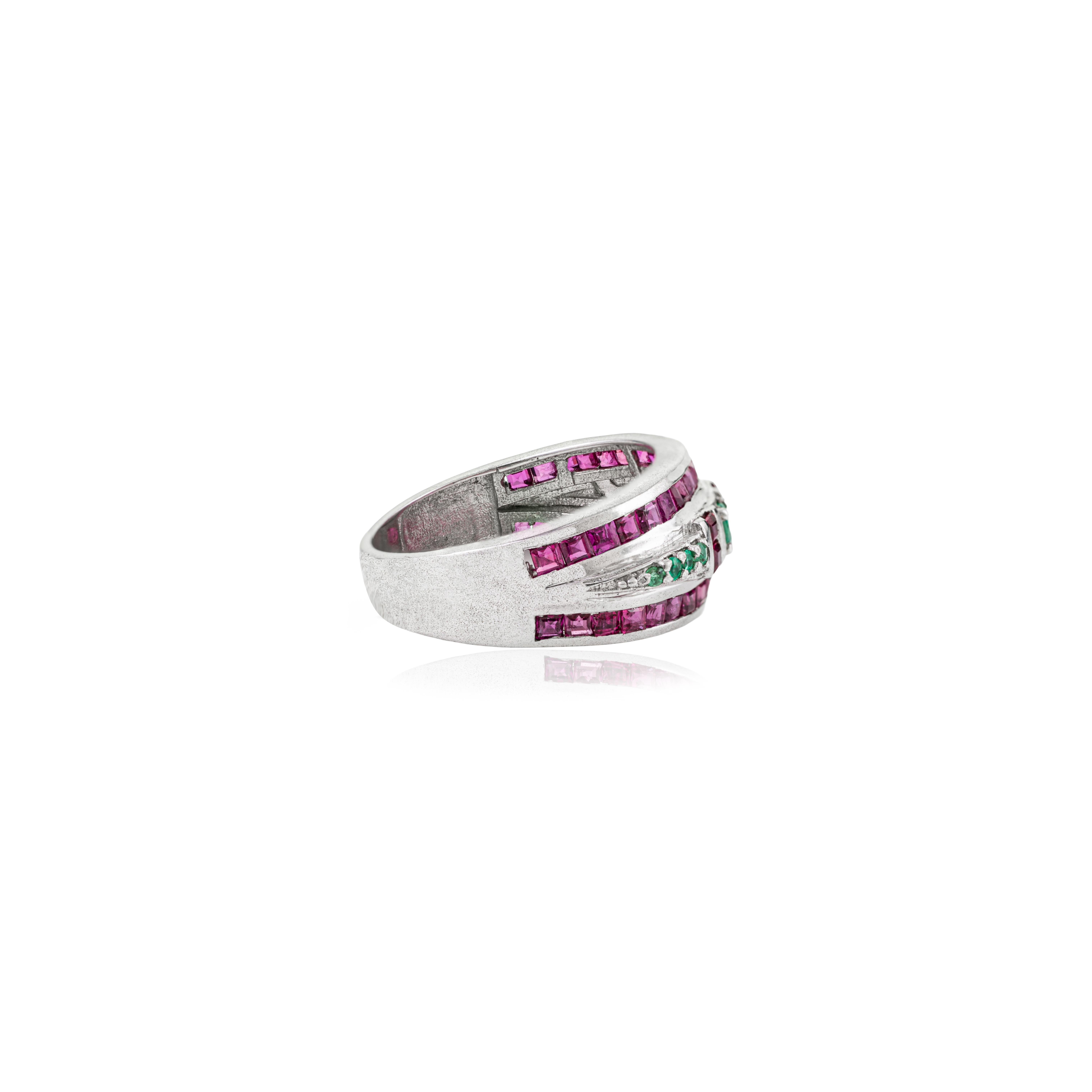 Silvorra Modernist Emerald And Ruby Channel-set S… - image 5