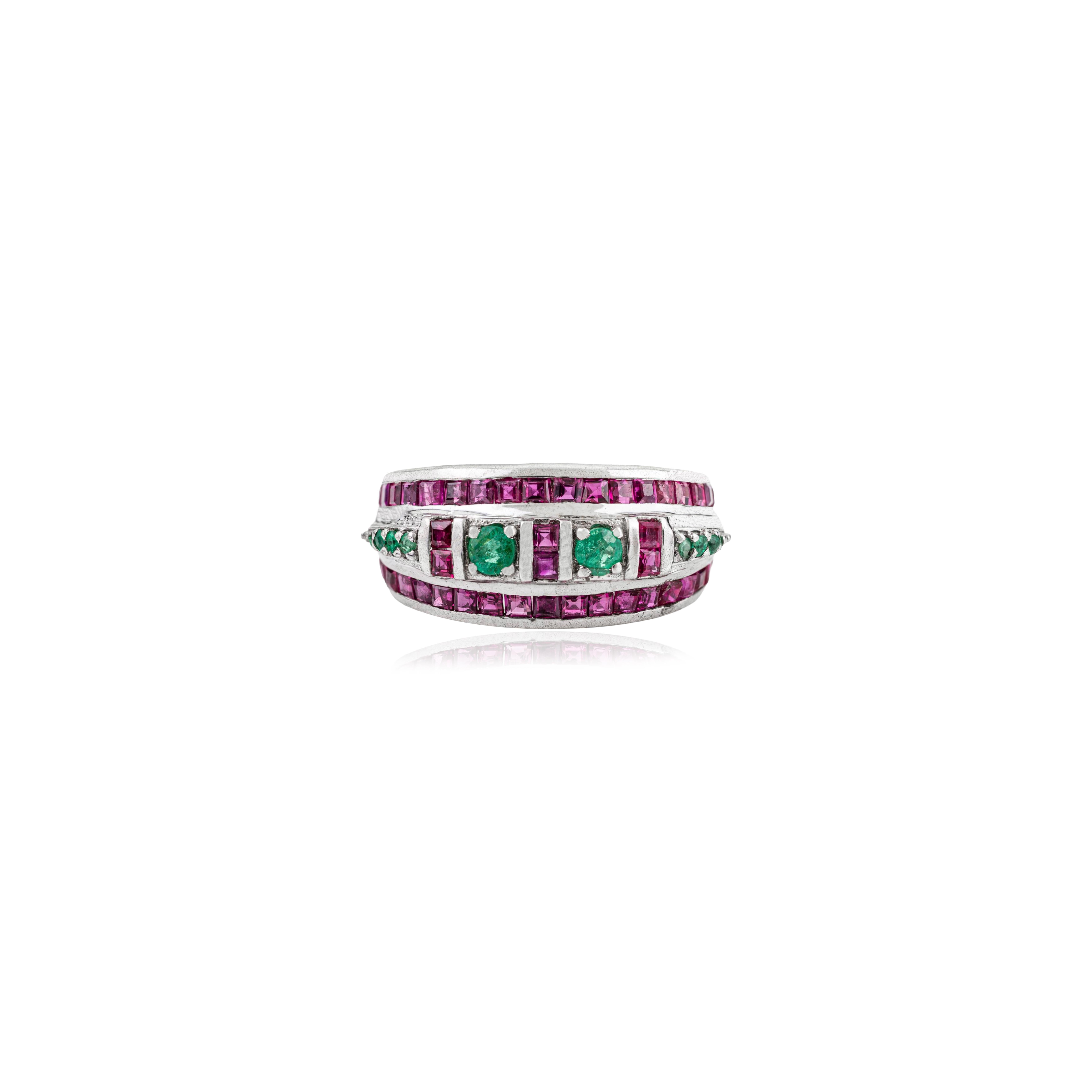 Silvorra Modernist Emerald And Ruby Channel-set S… - image 9