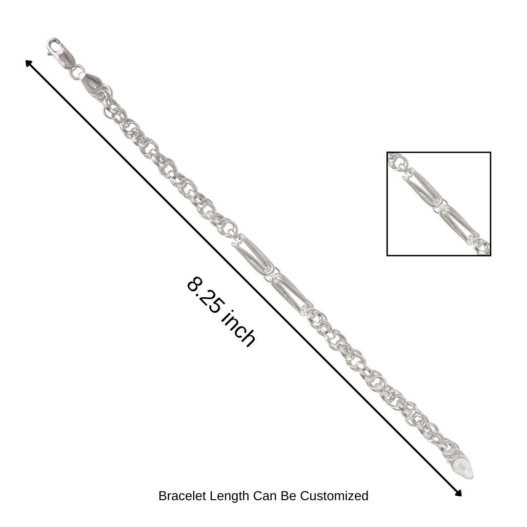 Silvorra Modernista Unisex Pulsera de eslabones rectangulares de plata de ley 925 maciza en venta 10