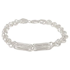 Silvorra Modernist Unisex Rectangular Link Bracelet in Solid 925 Sterling Silver