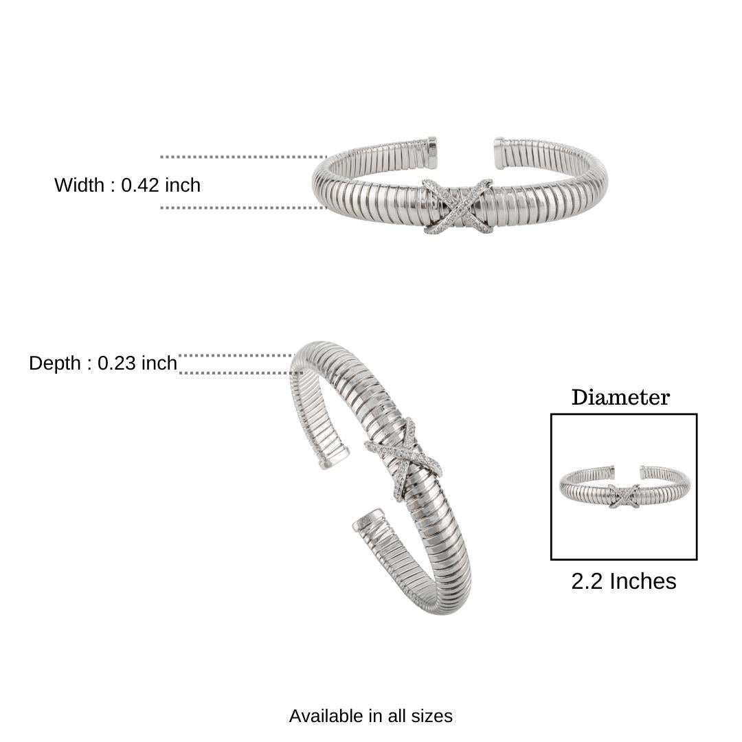 Bracciale Modernista X Motif Tubogas in argento 925 con zirconi bianchi di Silvorra in vendita 5