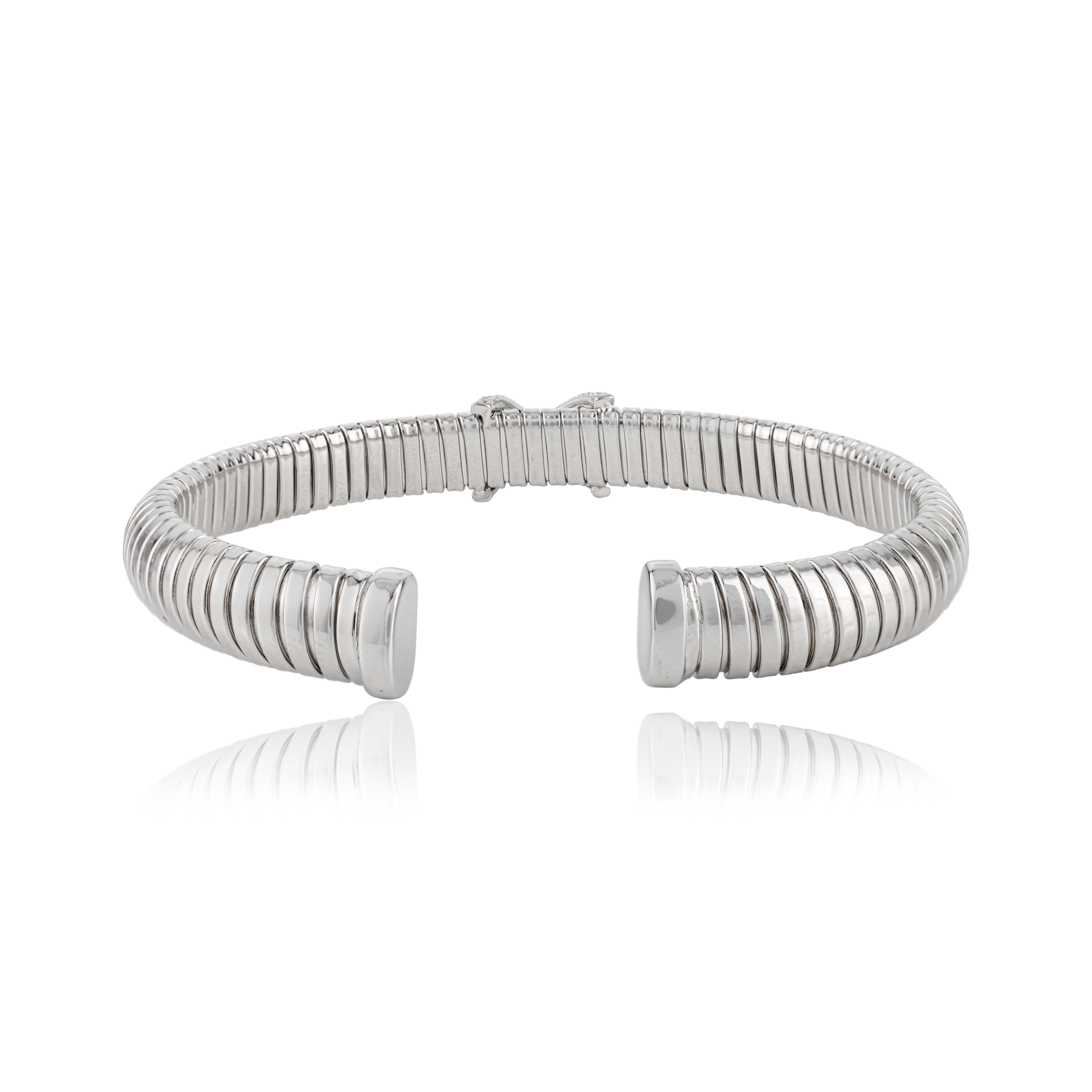 Bracciale Modernista X Motif Tubogas in argento 925 con zirconi bianchi di Silvorra in vendita 2