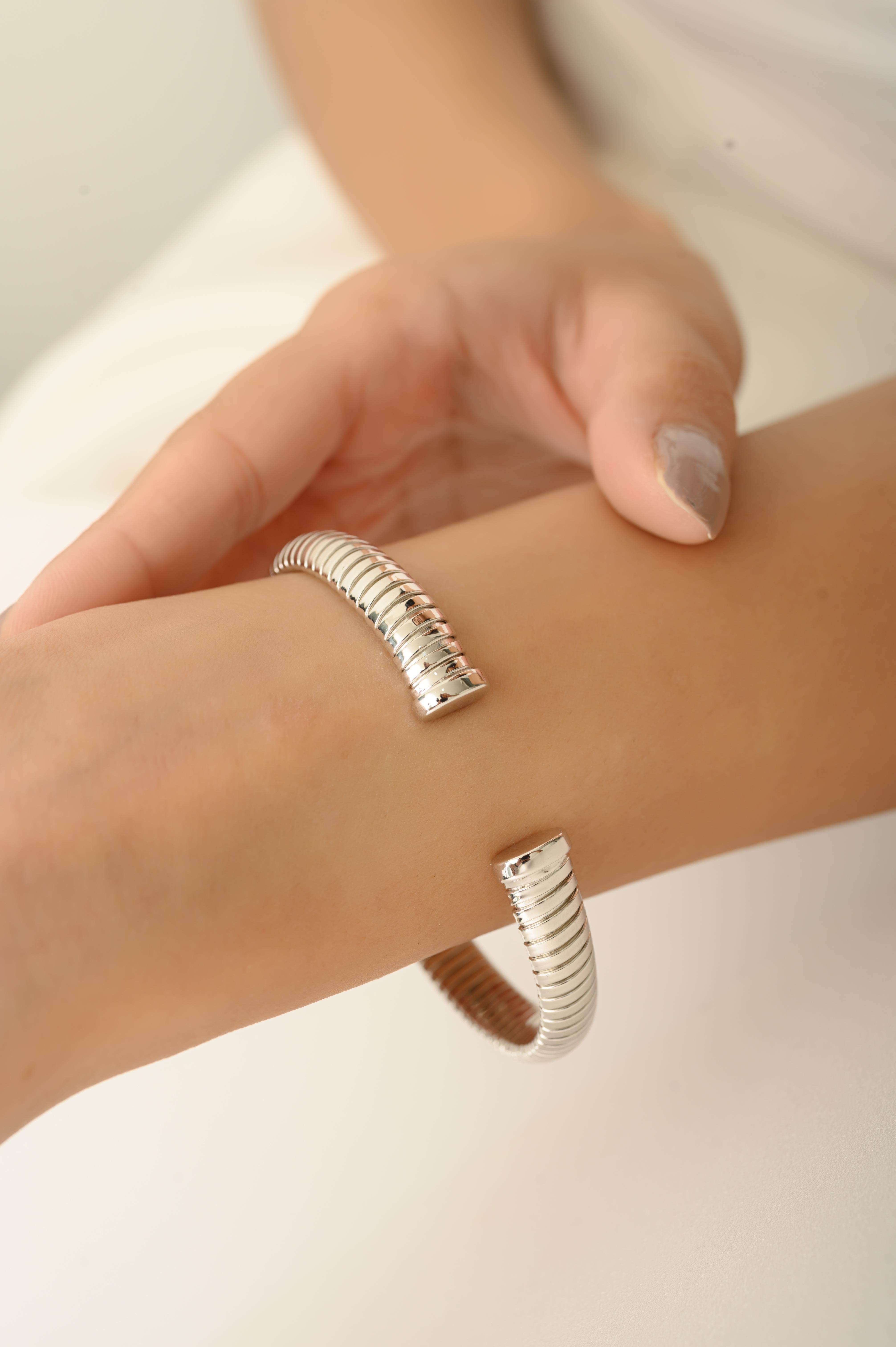 Bracciale Modernista X Motif Tubogas in argento 925 con zirconi bianchi di Silvorra in vendita 3