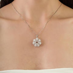 Silvorra Moissanite Open Center Flower Snowflake Charm Pendant in Solid Silver
