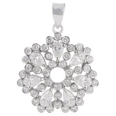 Silvorra Moissanite Open Center Flower Snowflake Charm Pendant in Solid Silver