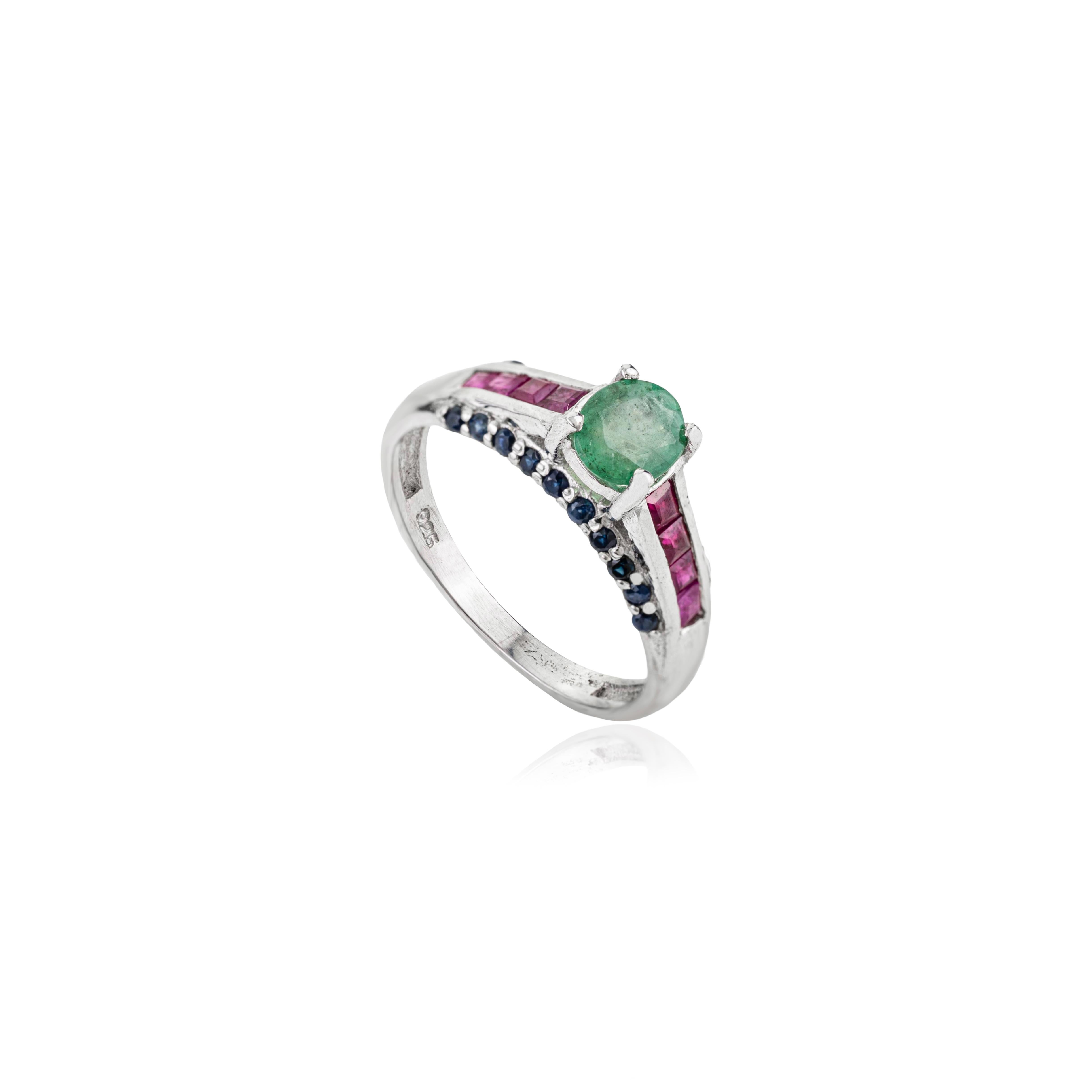 Silvorra Multi Colour Emerald, Ruby & Sapphire Do… - image 3