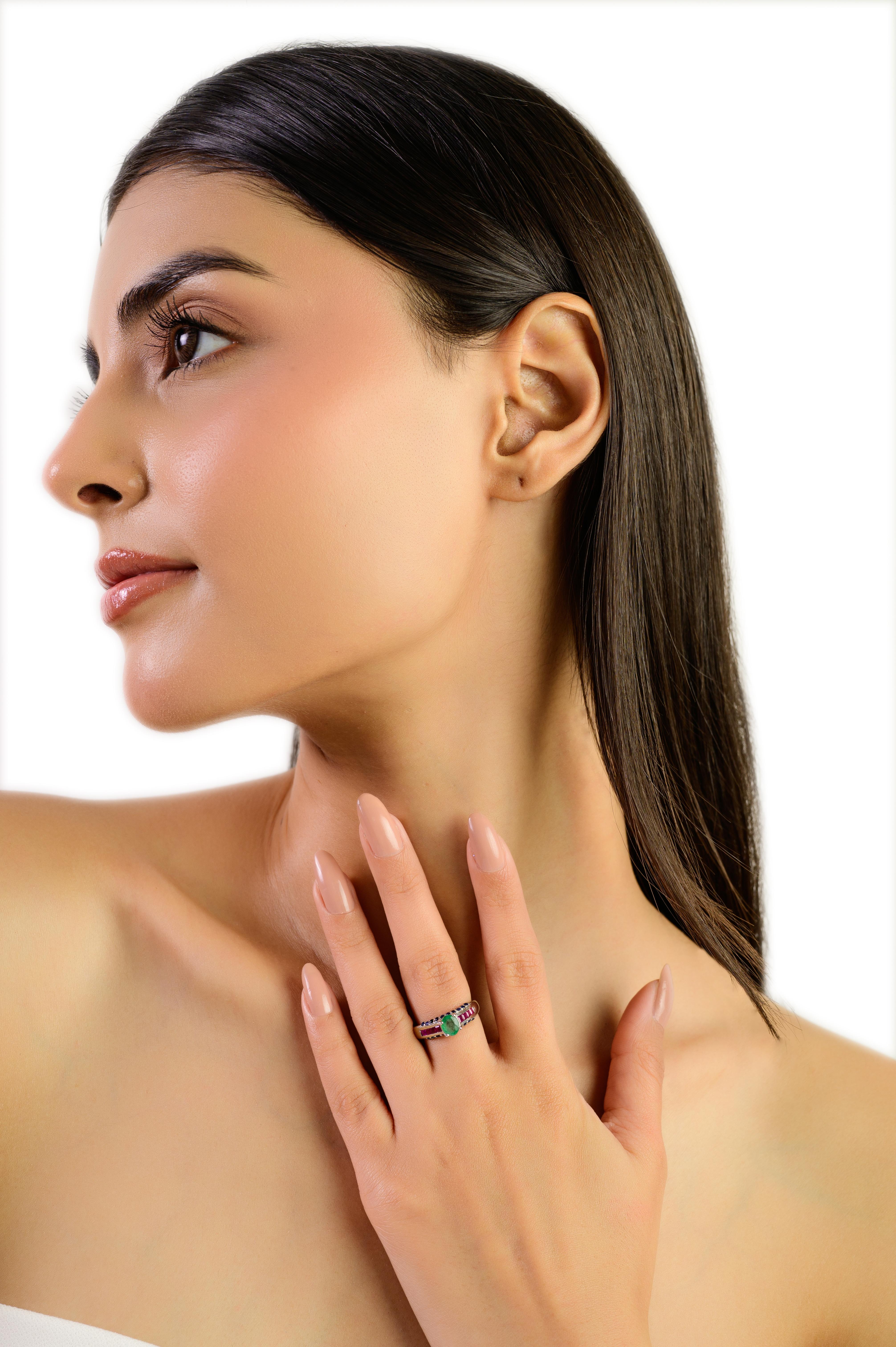 Silvorra Multi Colour Emerald, Ruby & Sapphire Do… - image 4