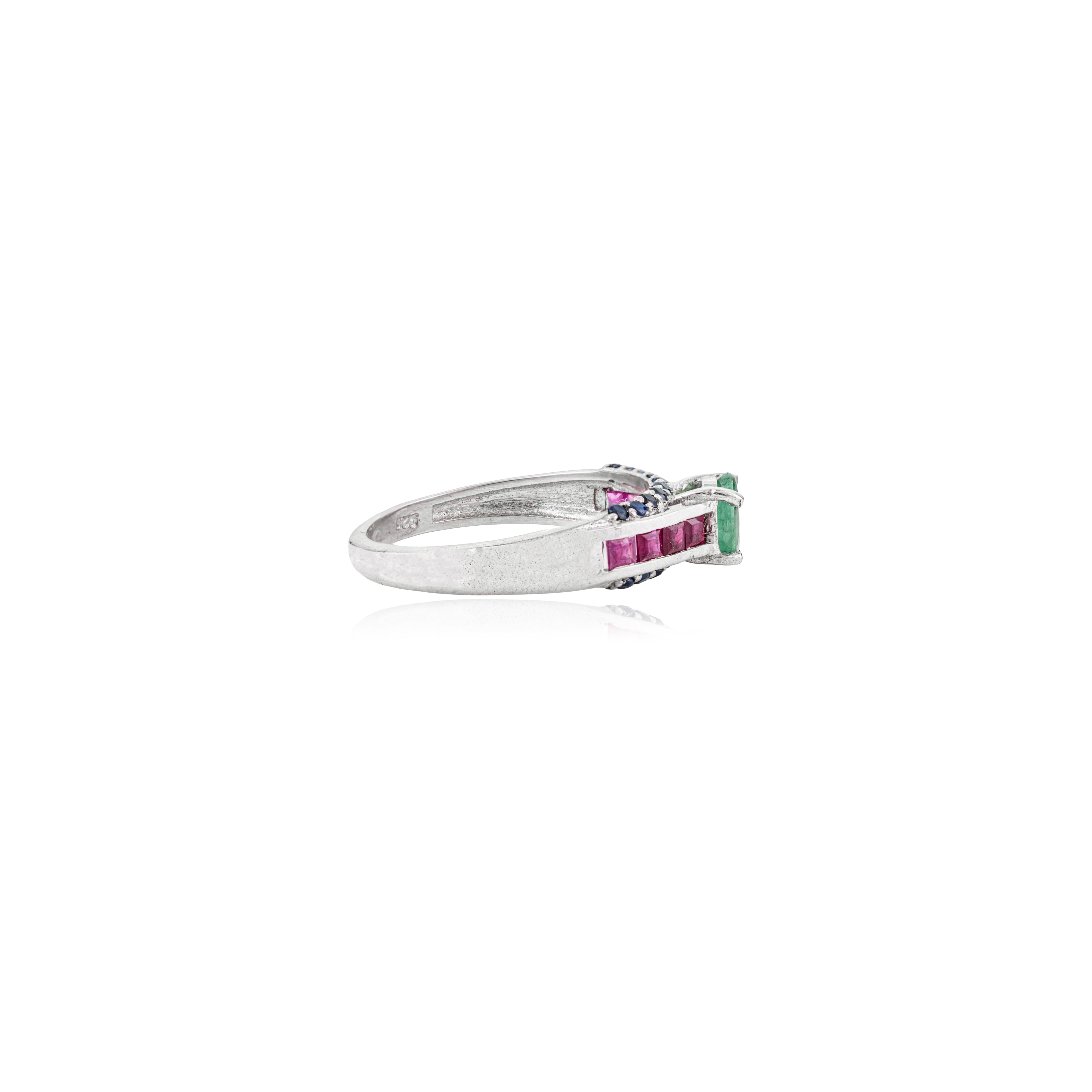 Silvorra Multi Colour Emerald, Ruby & Sapphire Do… - image 5