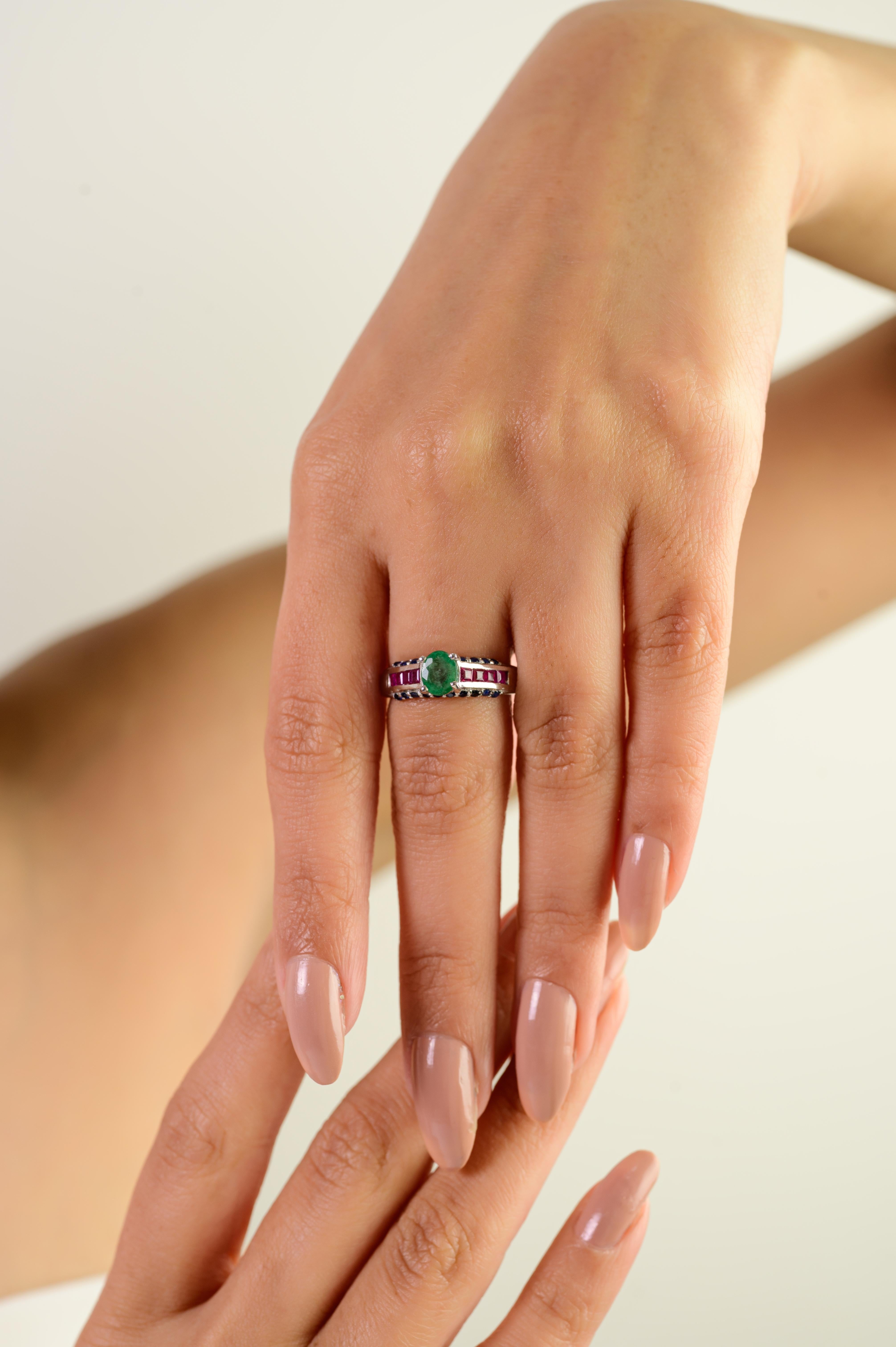 Silvorra Multi Colour Emerald, Ruby & Sapphire Do… - image 8