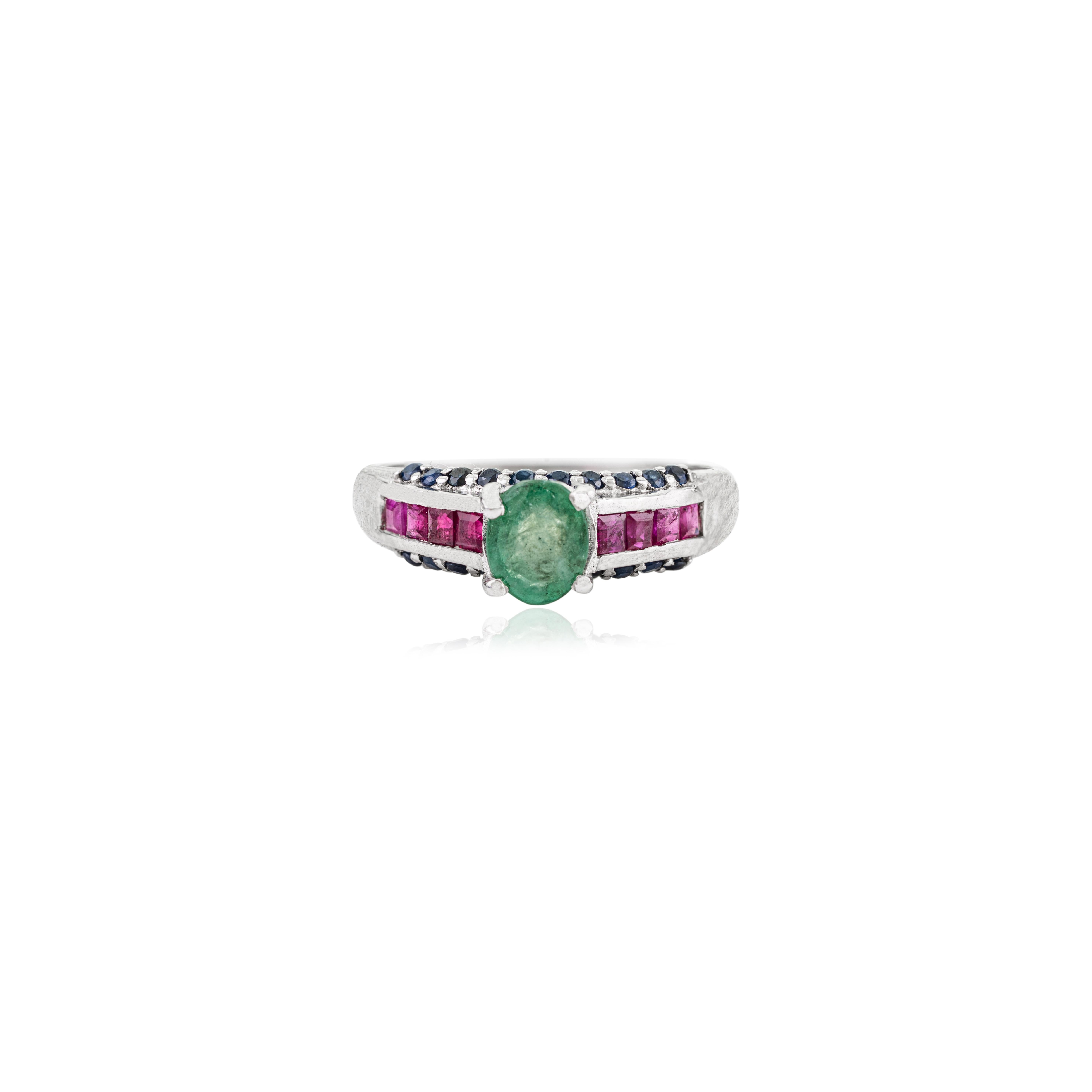 Silvorra Multi Colour Emerald, Ruby & Sapphire Do… - image 9