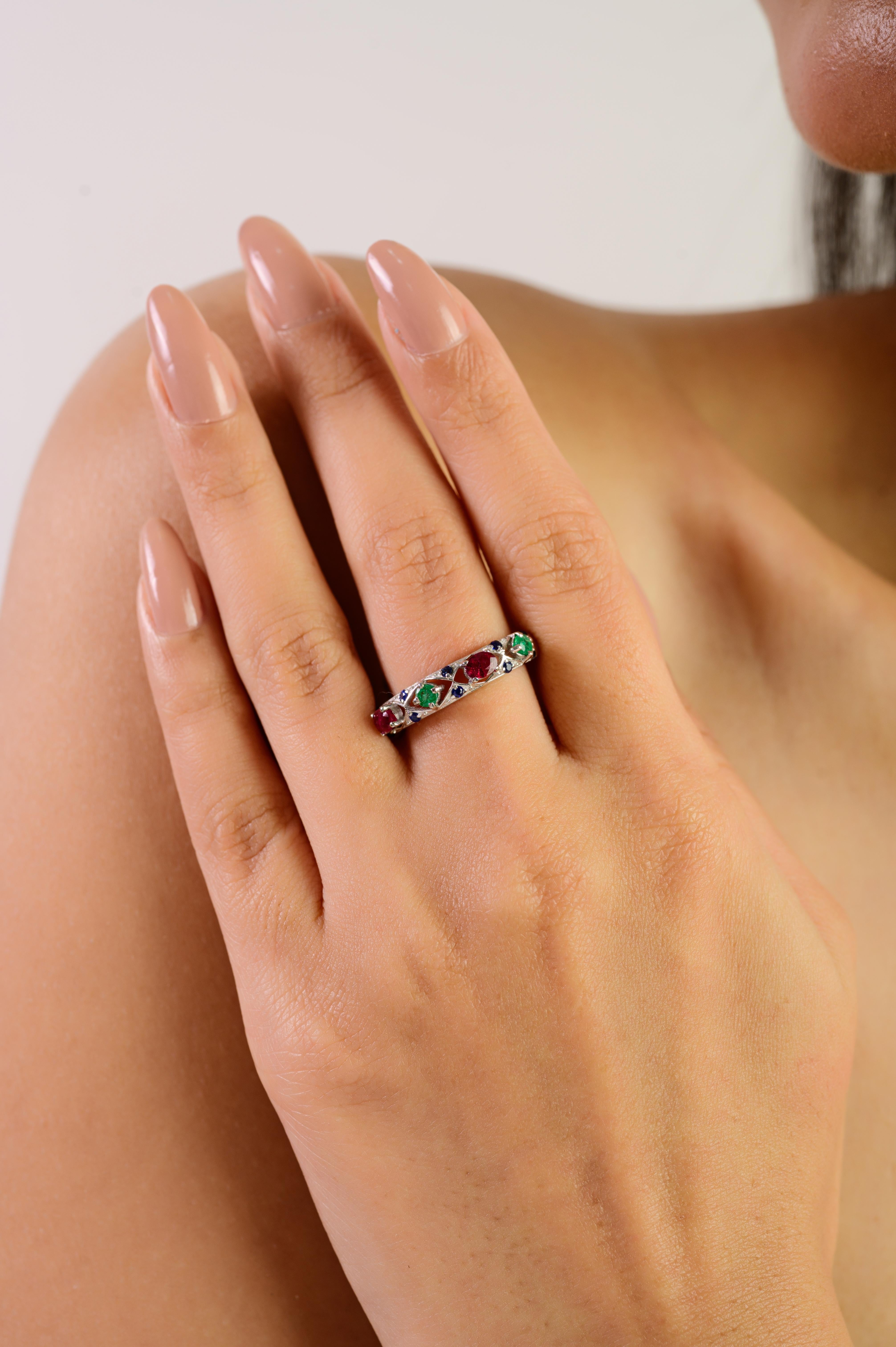 Silvorra Multi Gemstone Emerald, Ruby & Sapphire … - image 2