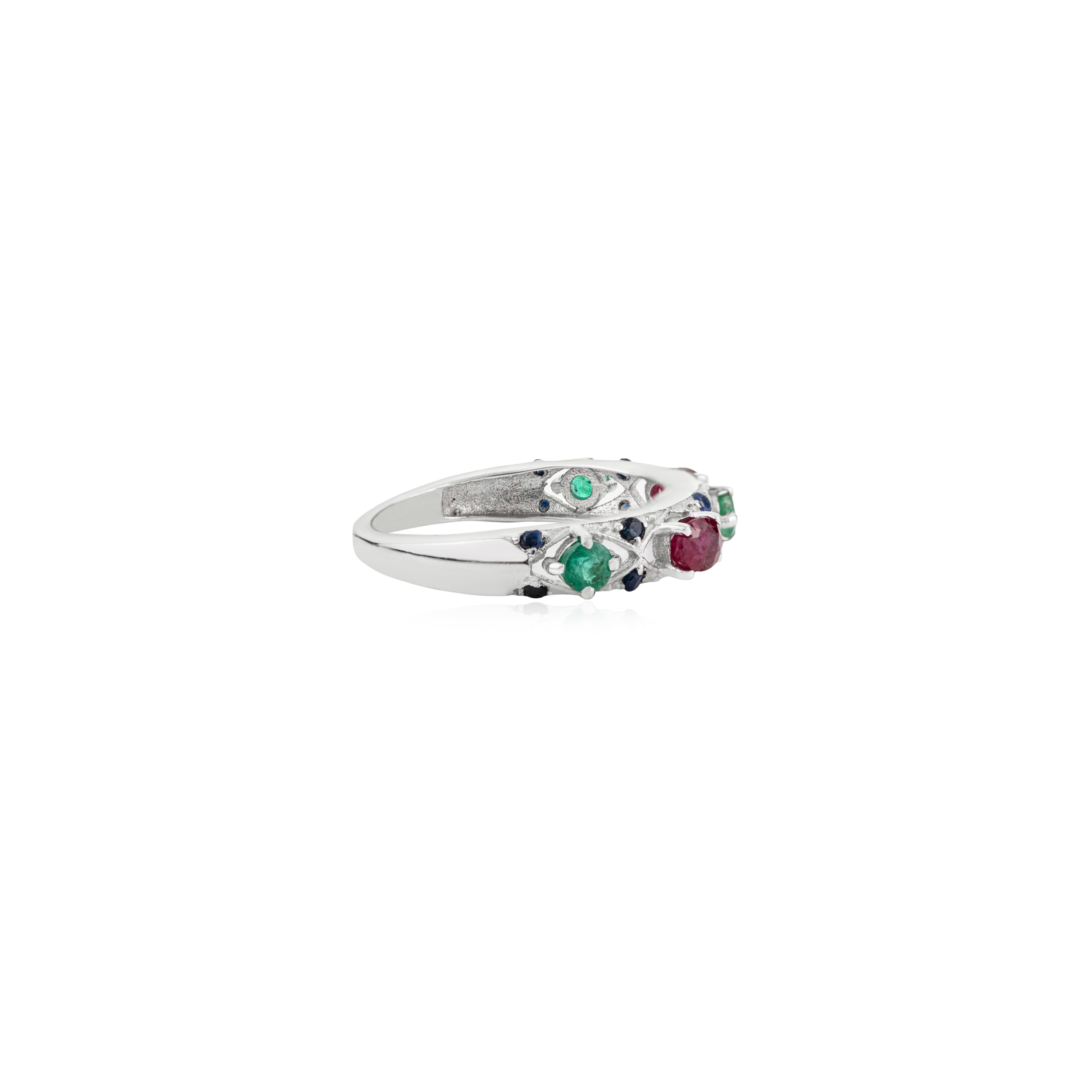 Silvorra Multi Gemstone Emerald, Ruby & Sapphire … - image 5