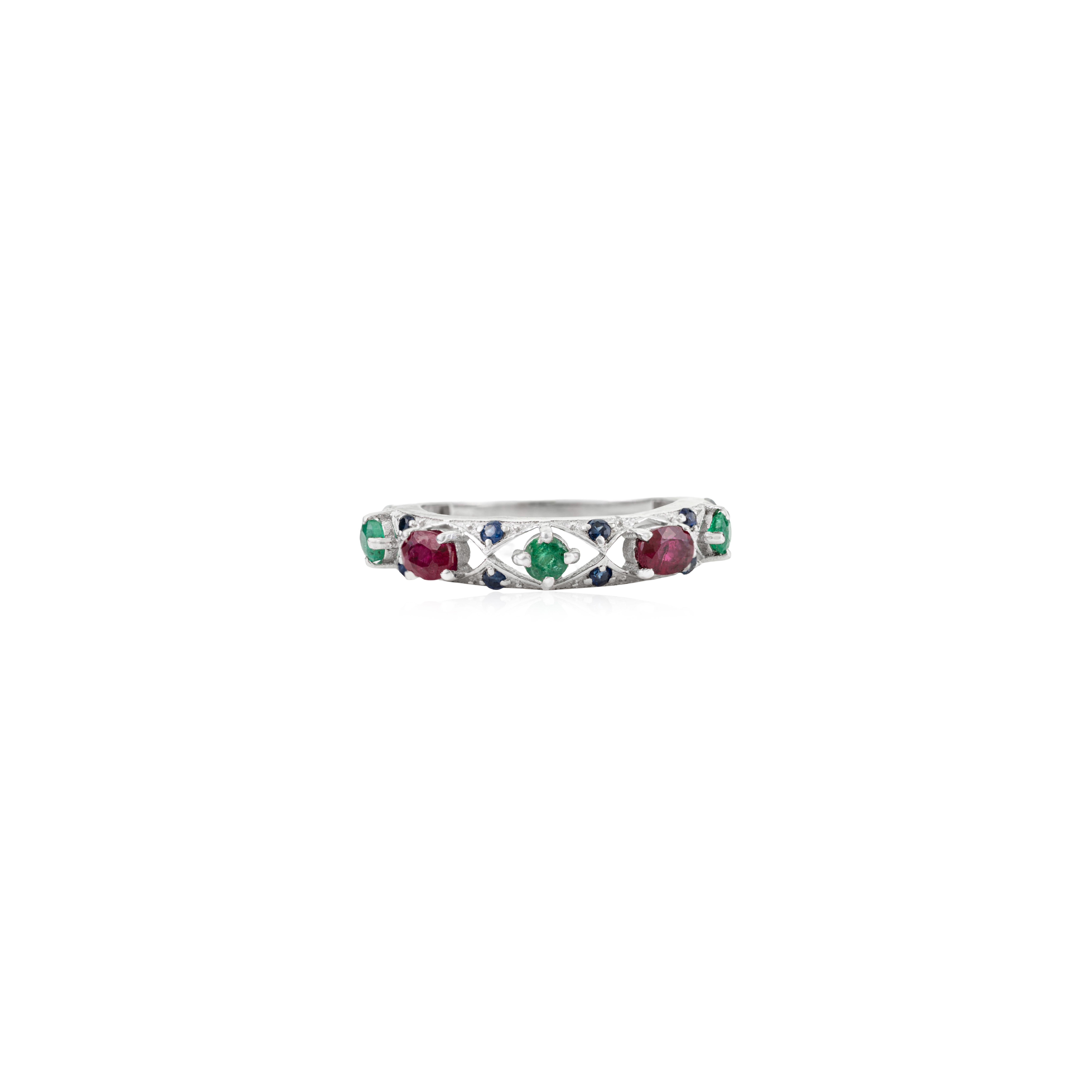 Silvorra Multi Gemstone Emerald, Ruby & Sapphire … - image 7