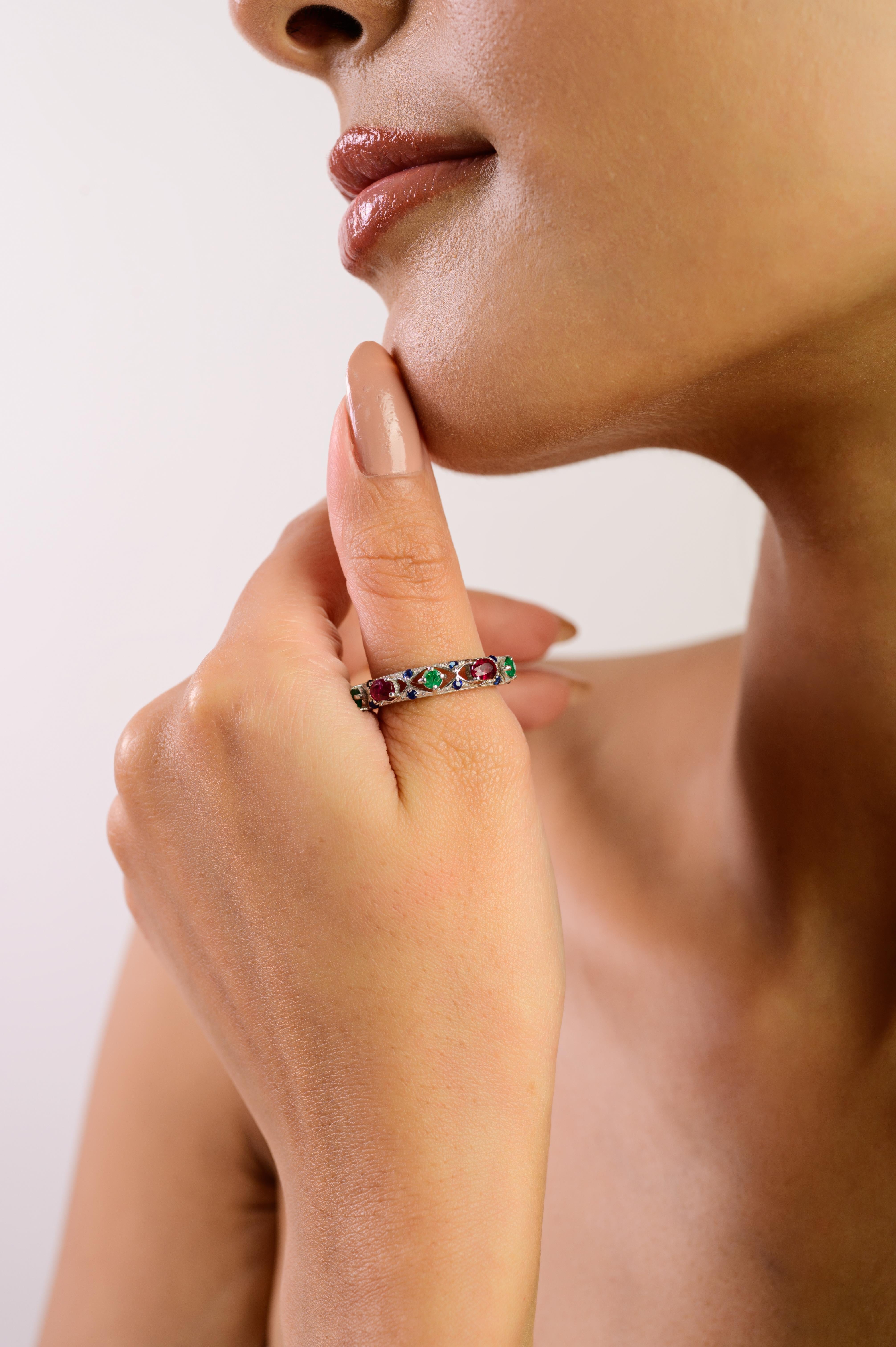 Silvorra Multi Gemstone Emerald, Ruby & Sapphire … - image 8