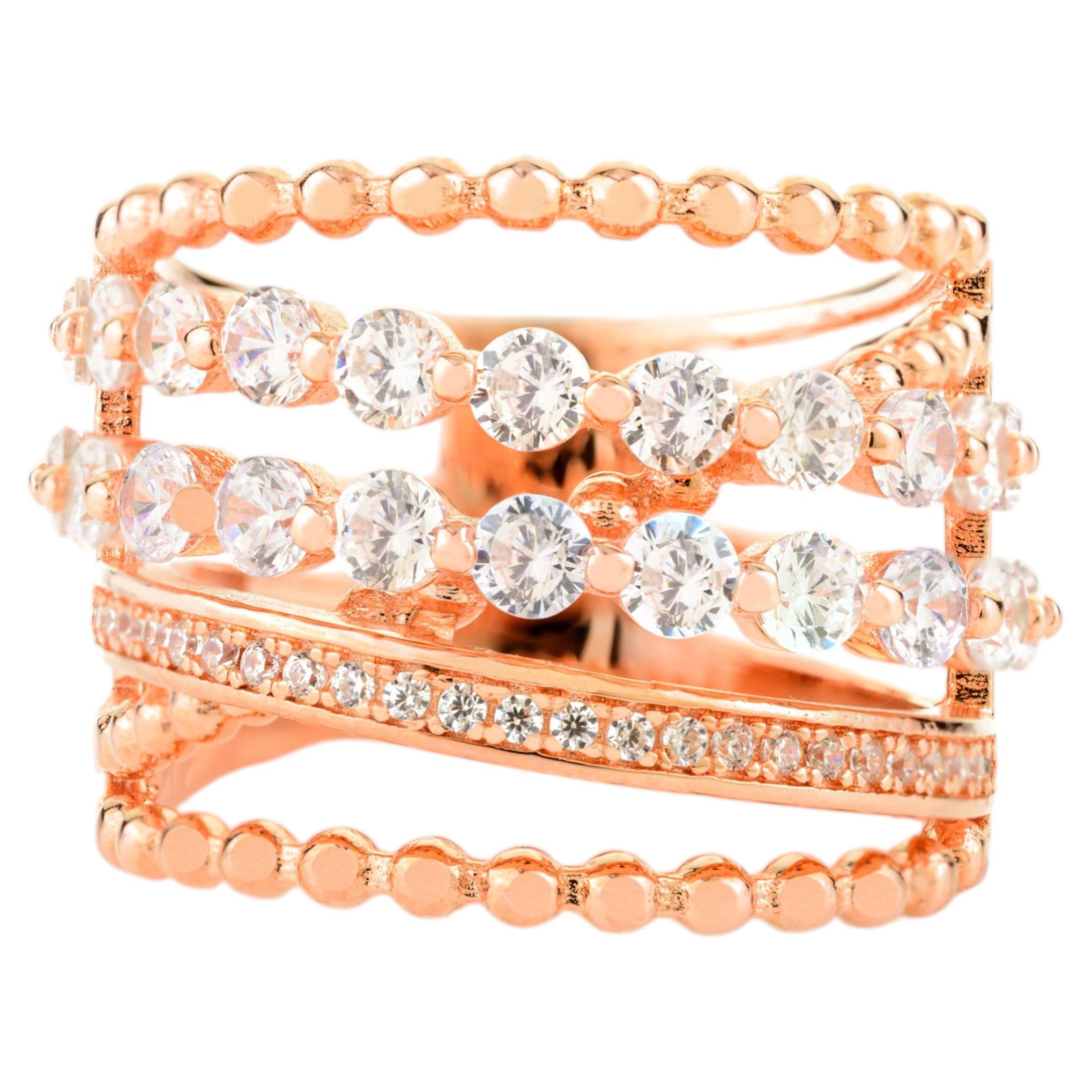 Silvorra Multi Layered Cosmic Chunky Wedding Ring for Women in 925 Solid Silver For Sale