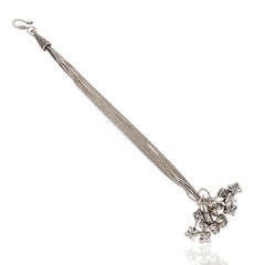 Silvorra Multi-Strand 925 Sterling Silver Bracelet with Cascading Floral Charms