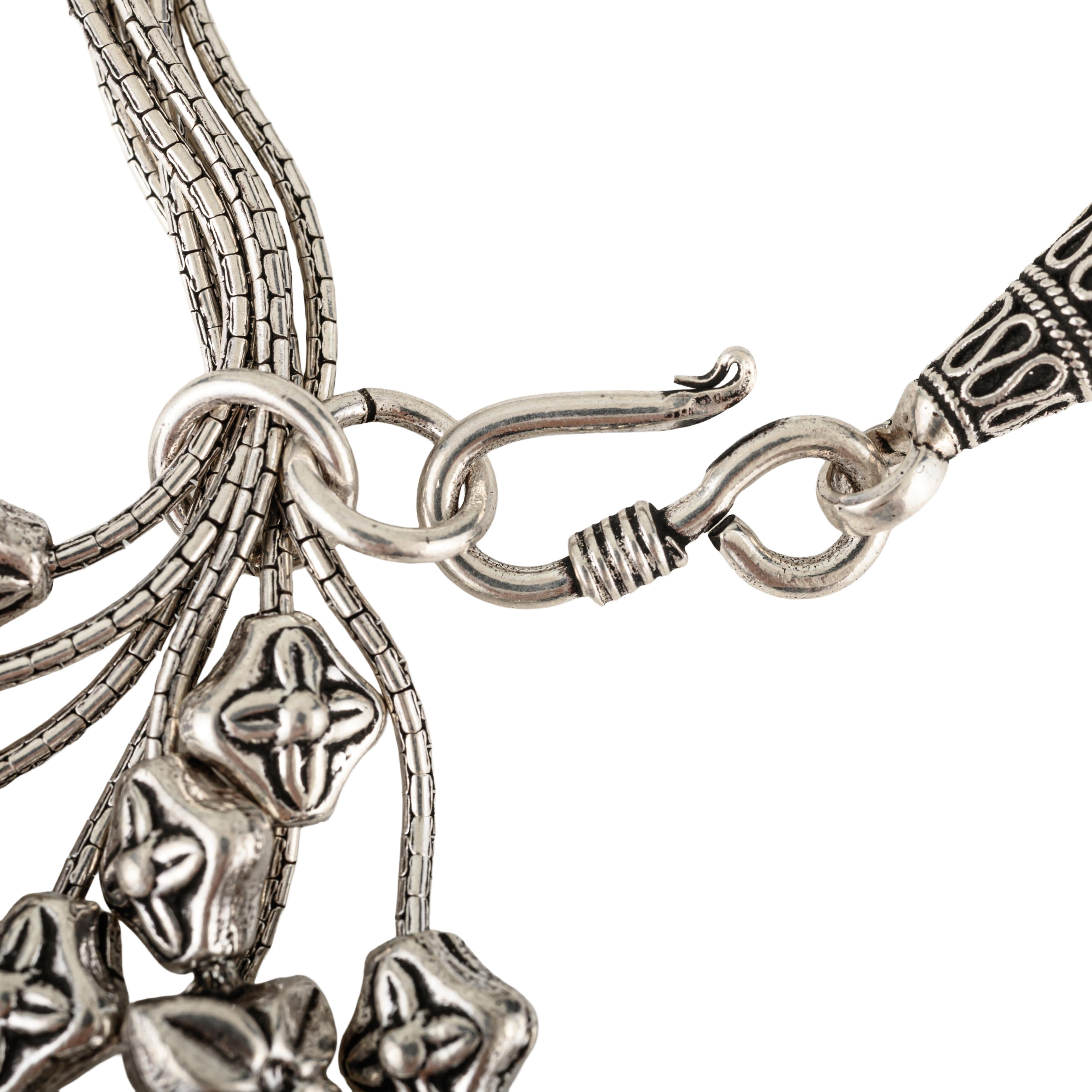 Pulsera Silvorra de plata de ley 925 con colgantes florales en cascada en Nuevo estado para la venta en New York, NY