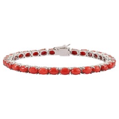 Silvorra Natural 17,25 ct Korallen-Tennisarmband mit Gliederkette aus 925er Silber – Geschenk für sie