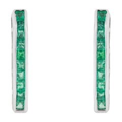 Silvorra Natural Emerald Column Earrings in 925 Sterling Silver Jewelry for her