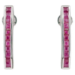 Silvorra Natural Ruby Column Ohrringe Minimalist Kanal Einstellung Schmuck für Sie