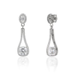 Silvorra Open Teardrop 925 Silver Drop Earrings with 5.37ct Mixed Cut Moissanite