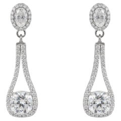 Orecchini a goccia Silvorra Open Teardrop in argento 925 con moissanite a taglio misto da 5,37 ct