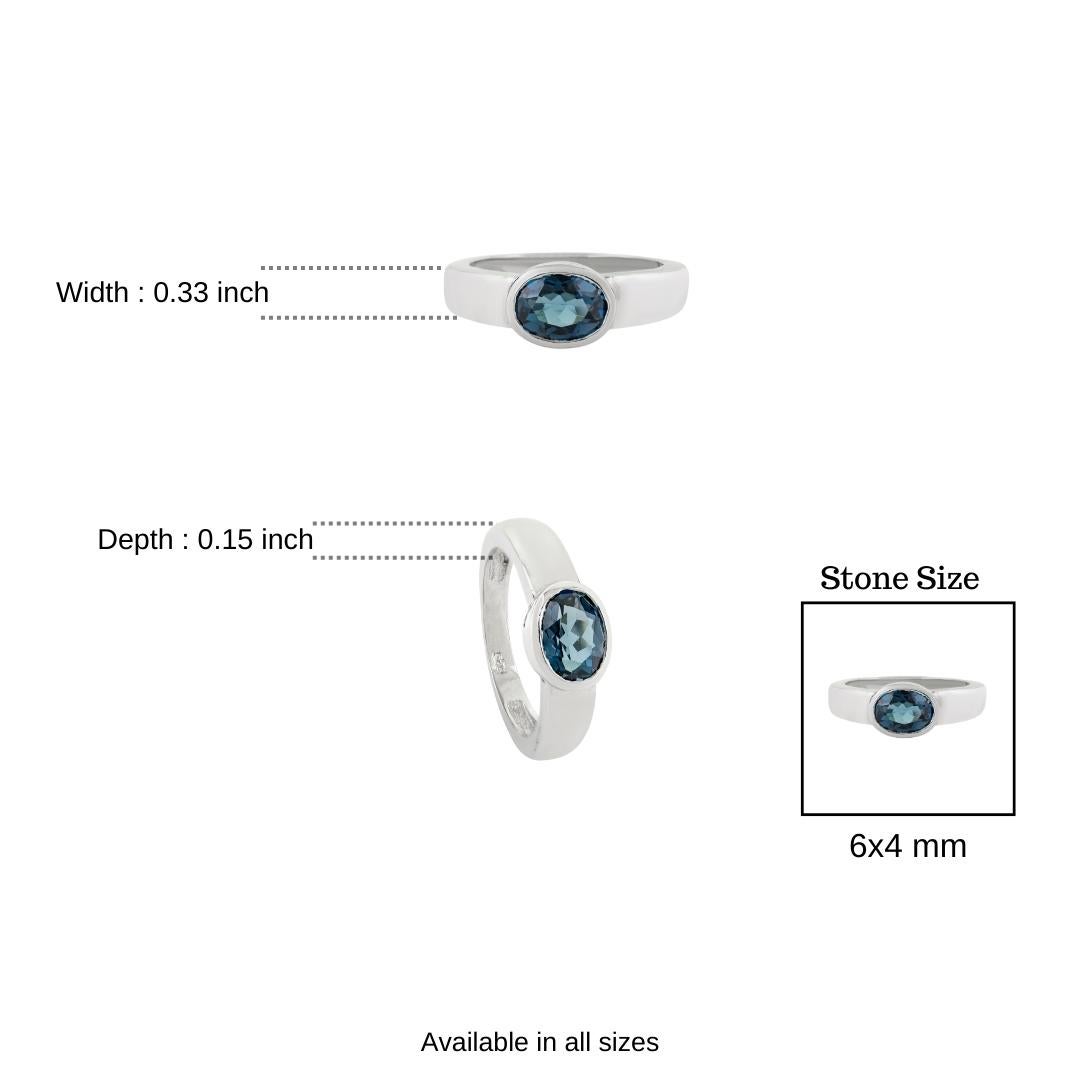 in vendita:  Anello Signet Silvorra Oval Cut 1,5 carati Natural London Blue Topaz Argento 925 10