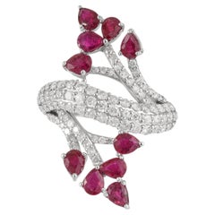 Silvorra Pear 1.77 CT Ruby and Diamond Pavé Cocktail Ring in Sterling Silver