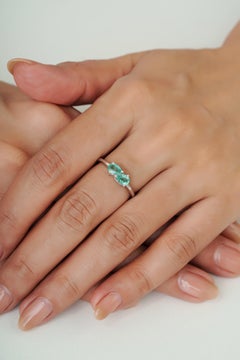 Silvorra Pear Cut Natural Emerald Toi et Moi Ring Fine Jewelry in 925 Silver