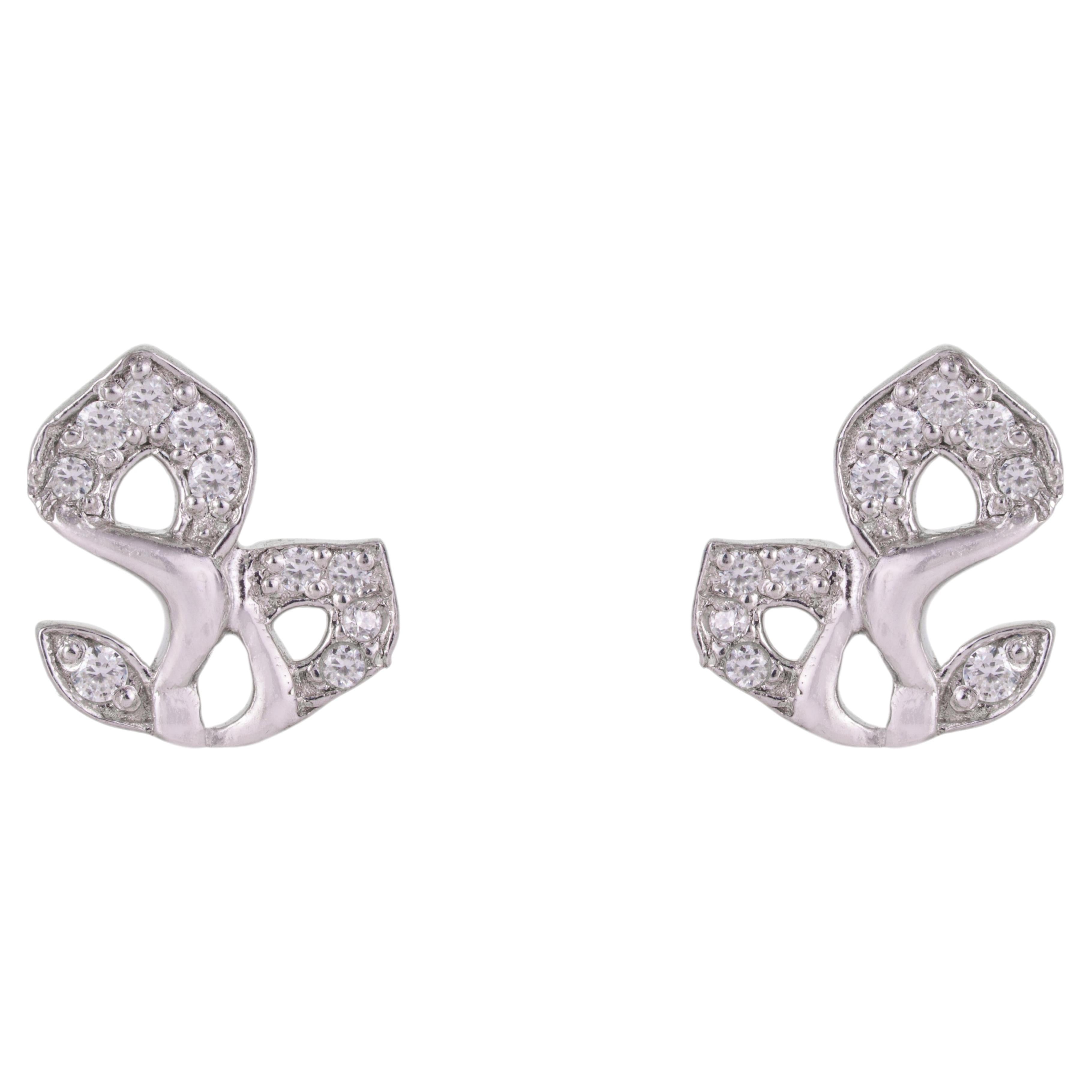 Silvorra Petite Knot Motif Moissanite Stud Earrings in 925 Silver for Women