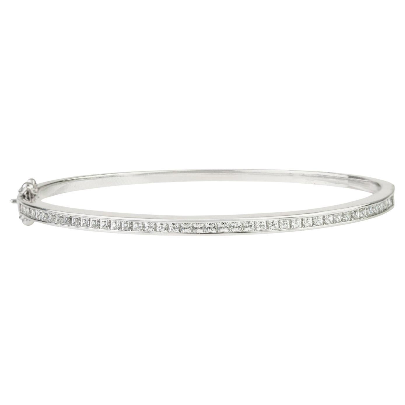 Silvorra Cubic Zirconia Channel Set Bangle Bracelet for Wedding Gift For her