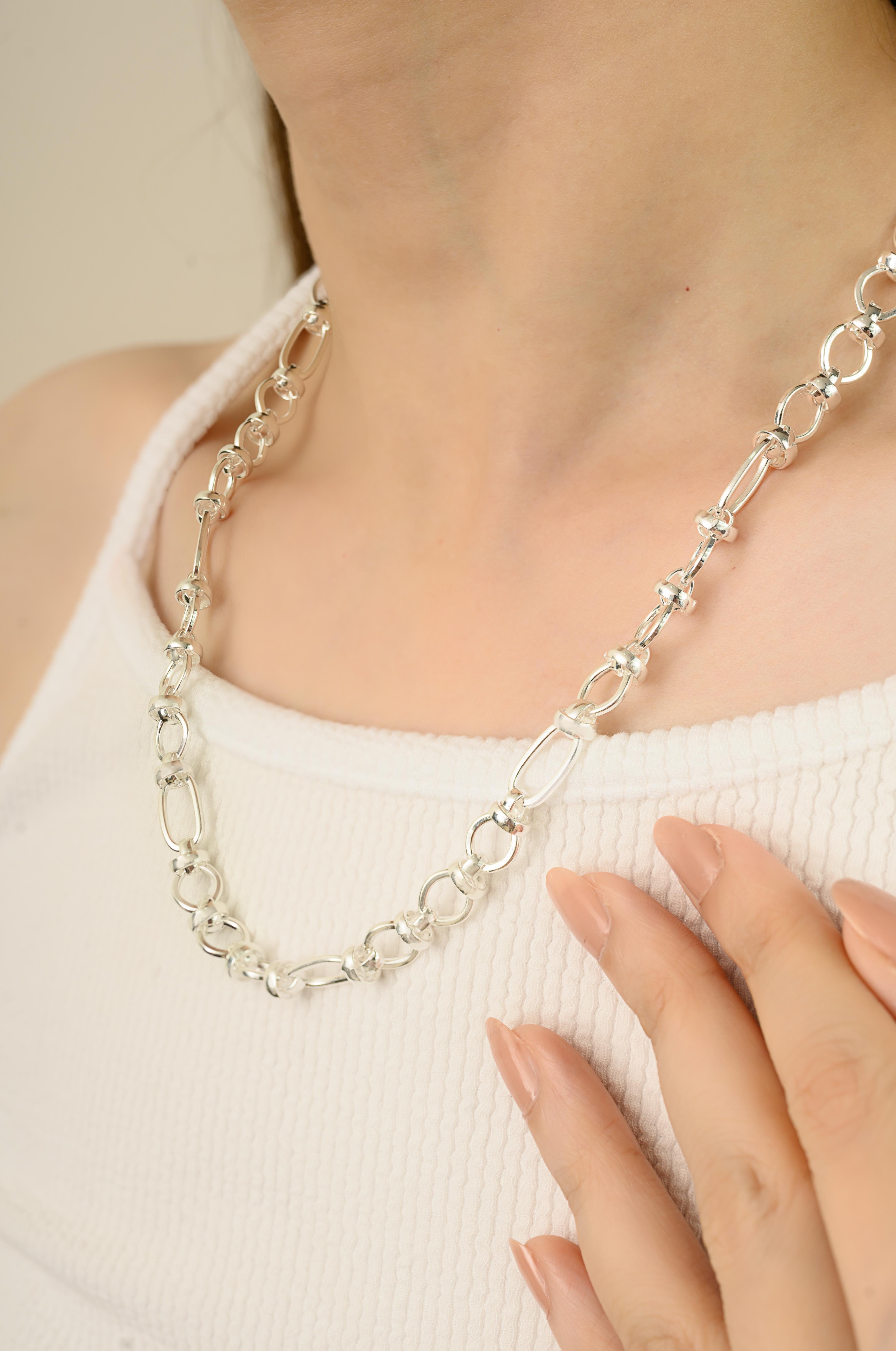 Silvorra Collana a Link in puro argento 925 con catena da 20 pollici per un regalo unisex In condizioni Nuovo in vendita a New York, NY