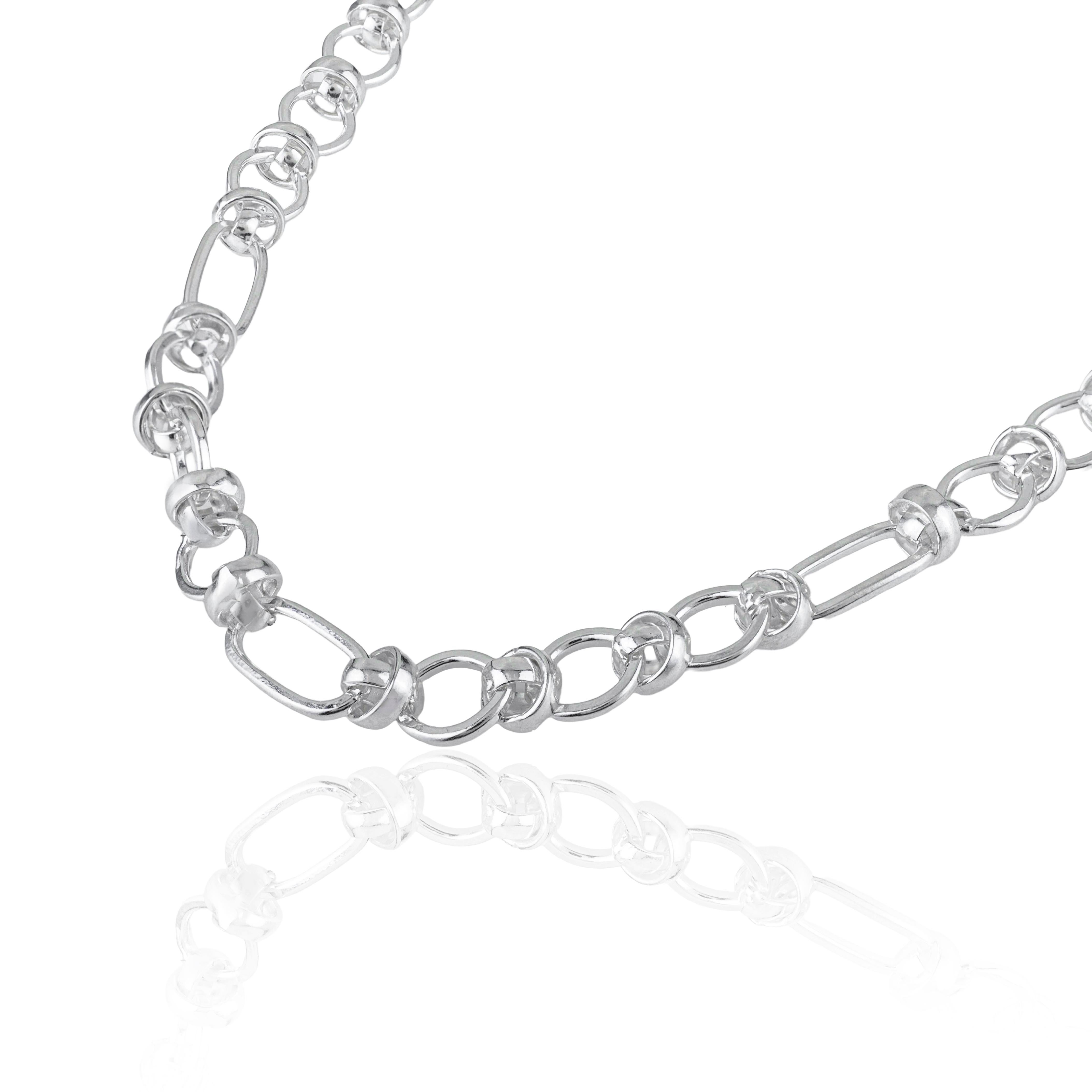 Uomo Silvorra Collana a Link in puro argento 925 con catena da 20 pollici per un regalo unisex in vendita