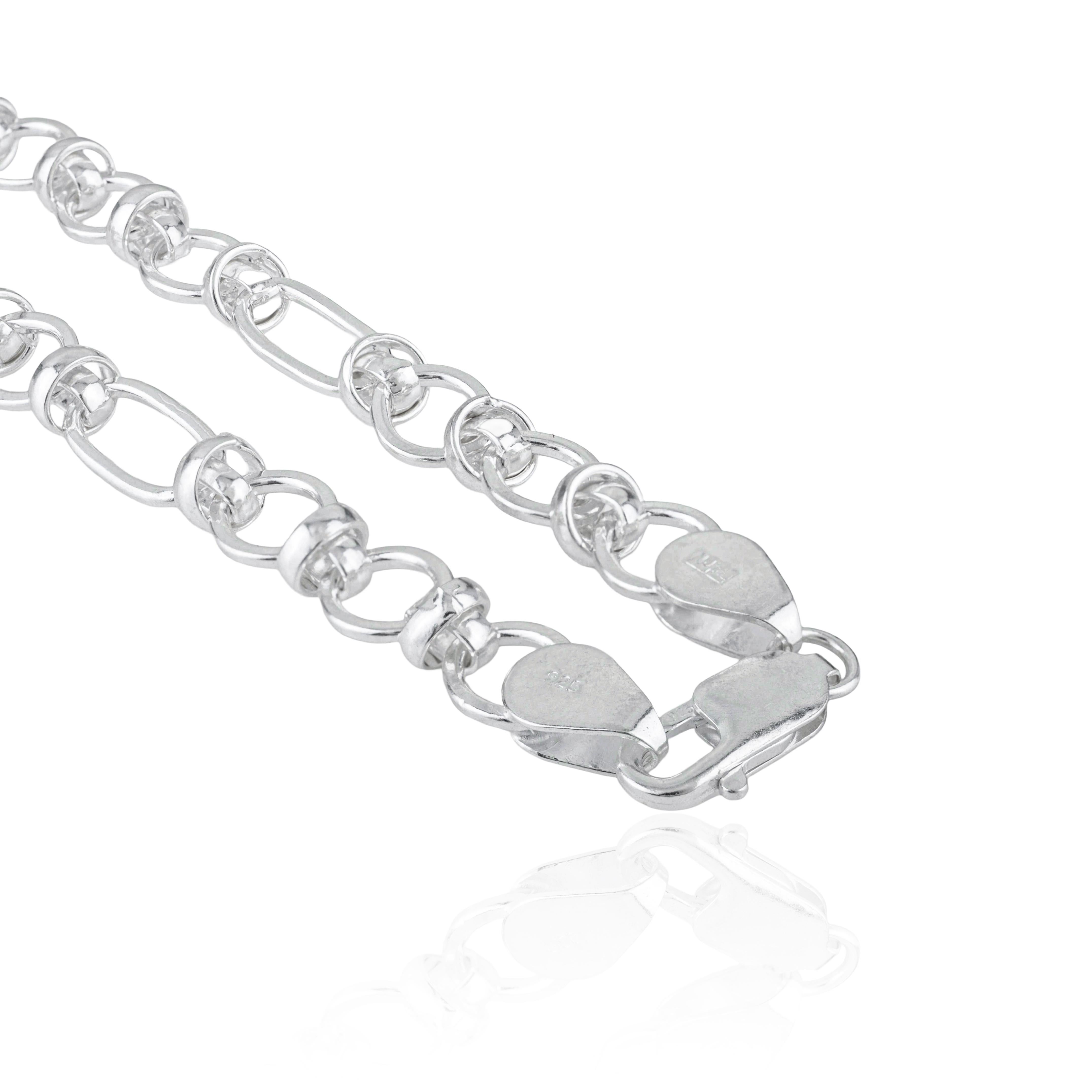 Silvorra Collana a Link in puro argento 925 con catena da 20 pollici per un regalo unisex in vendita 2