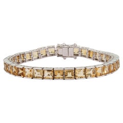 Bracciale tennis Silvorra Radiant con citrino taglio quadrato da 20,98 carati, in argento massiccio