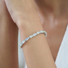 Silvorra Rainbow Moonstone & Zircon Tennis Bracelet in 925 Silver Gift for her