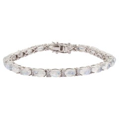 Silvorra Rainbow Moonstone & Zircon Tennis Bracelet in 925 Silver Gift for her