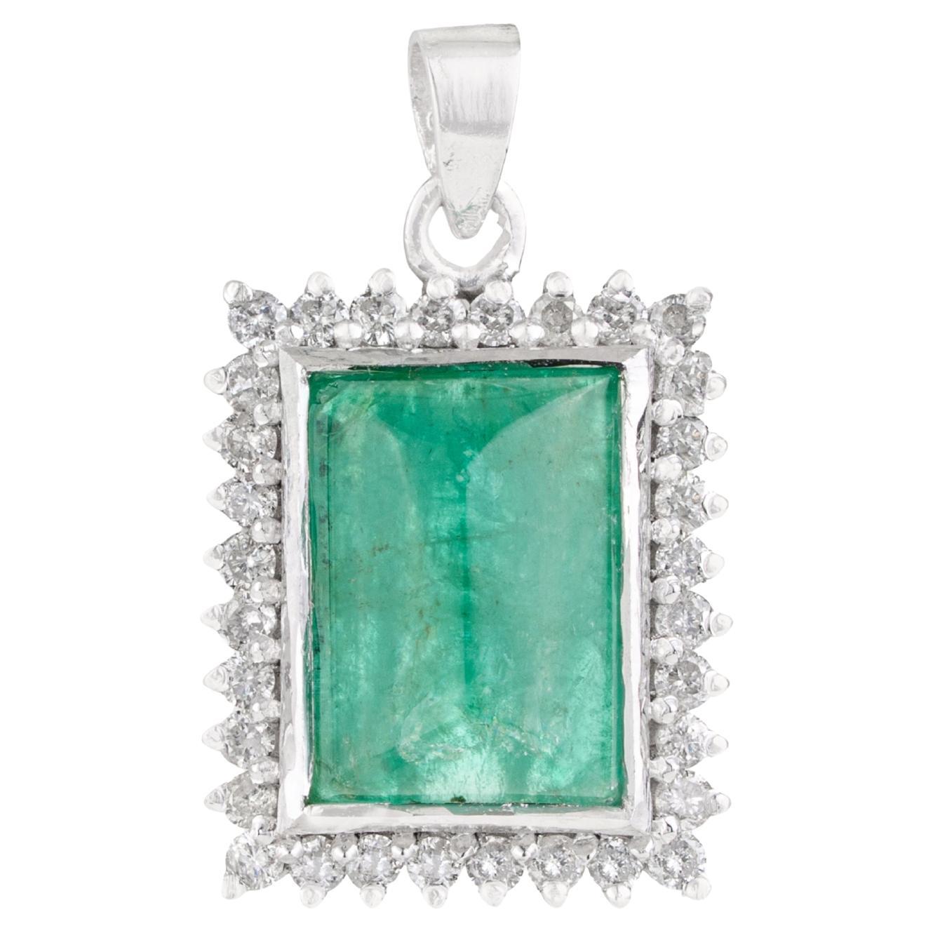 Ciondolo a raggiera con smeraldo naturale e diamante di Silvorra Retro in A. Silver