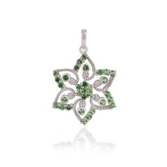 Colgante de plata maciza de Silvorra con tsavorita de talla redonda y detalles florales calados