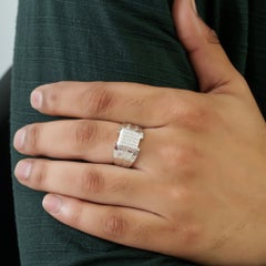 Silvorra Round Moissanite Signet Engagement Ring for him in 925 Sterling Silver