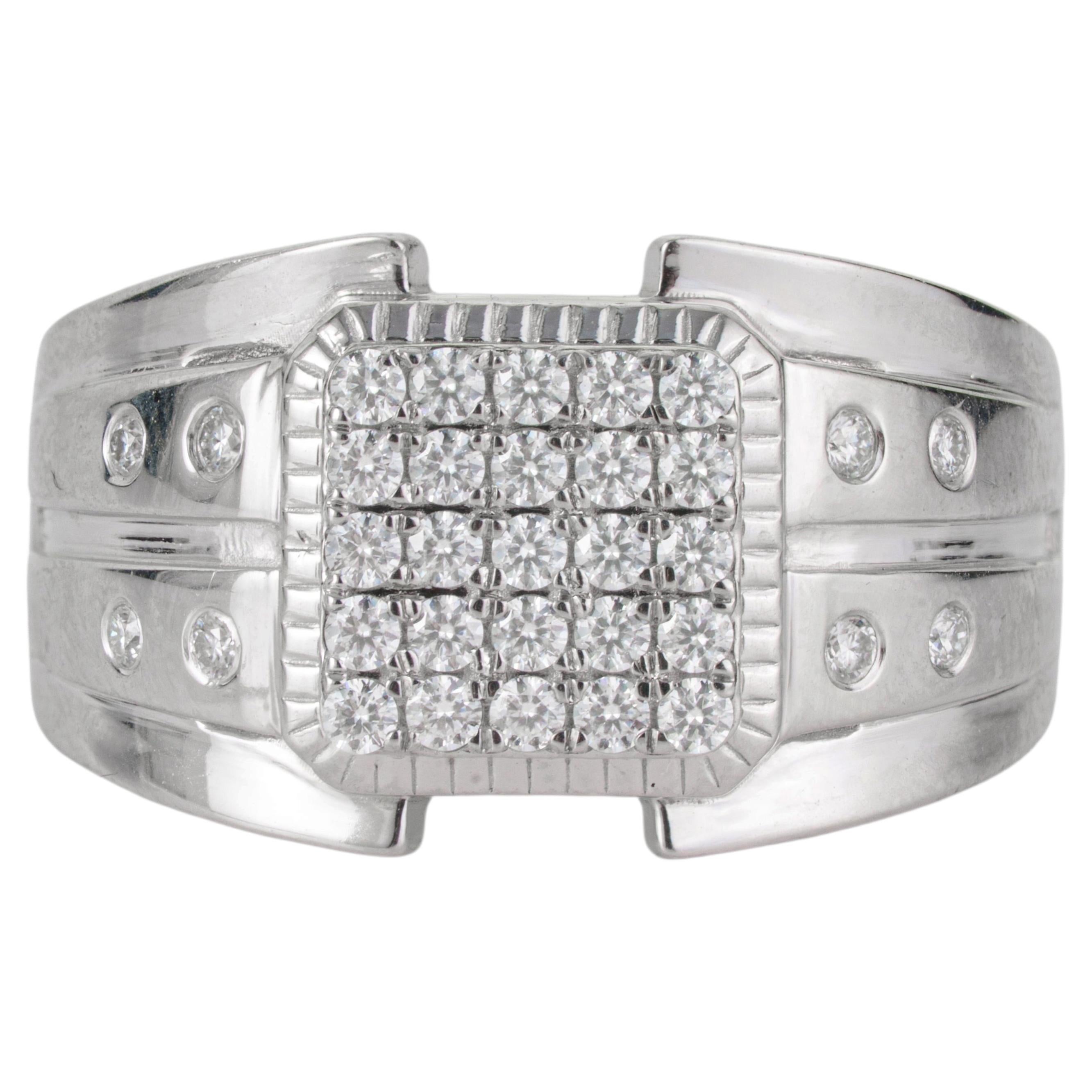 En venta: Anillo de compromiso con moissanita redonda de Silvorra para él, en plata de ley 925