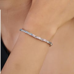 Silvorra Sleek Multi Sapphire Gemstones Linear Bracelet in 925 Sterling Silver